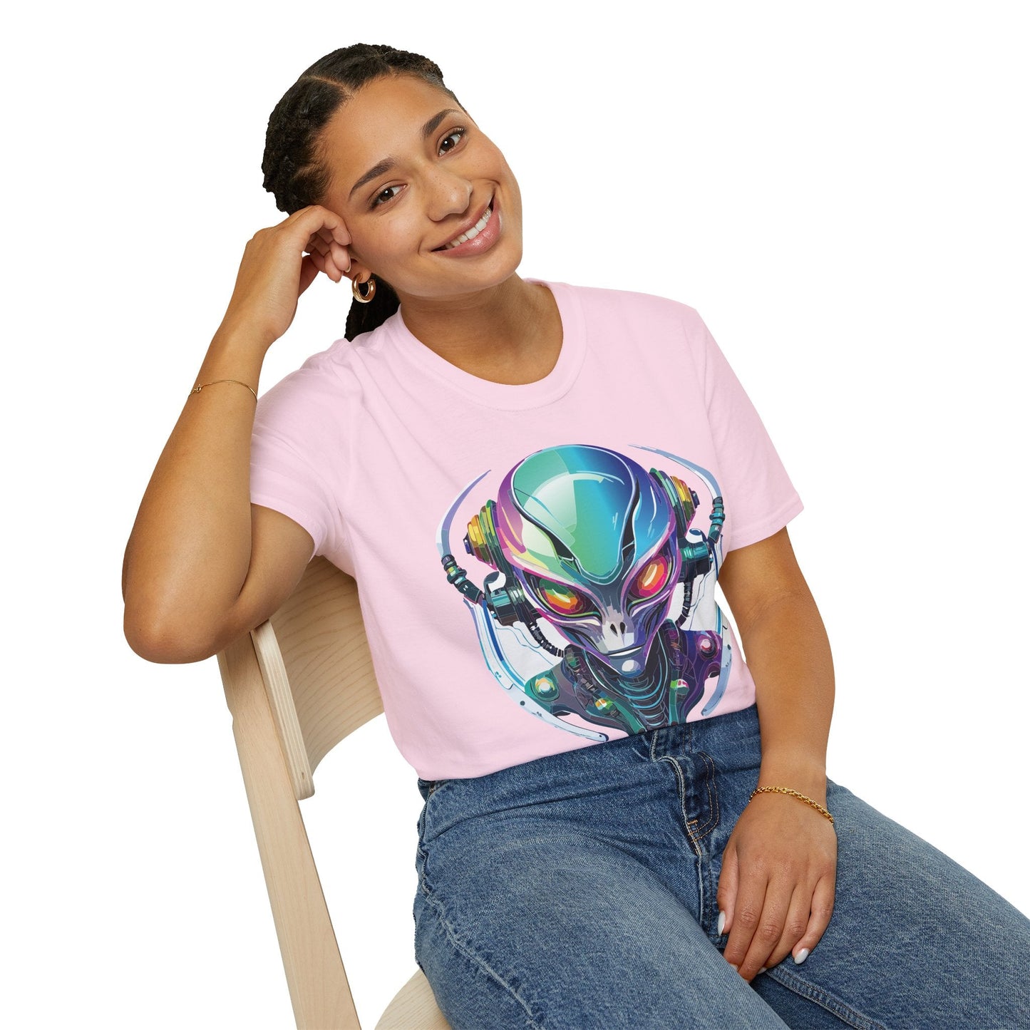 Alien Graphic Unisex Cotton Softstyle UFO Artwork Tee 3
