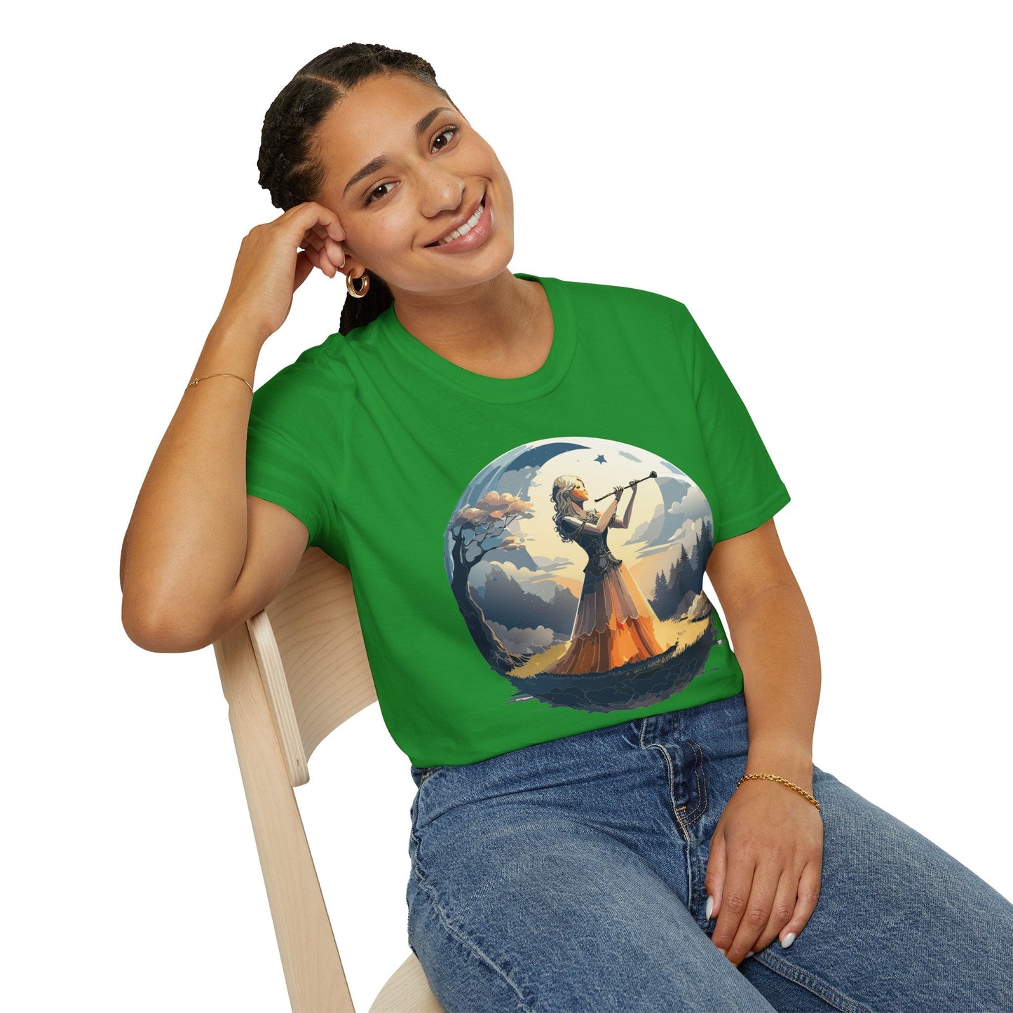 Unisex Softstyle Graphic T Shirt 100 Percent Ring Spun Cotton Art Design Tee For Women