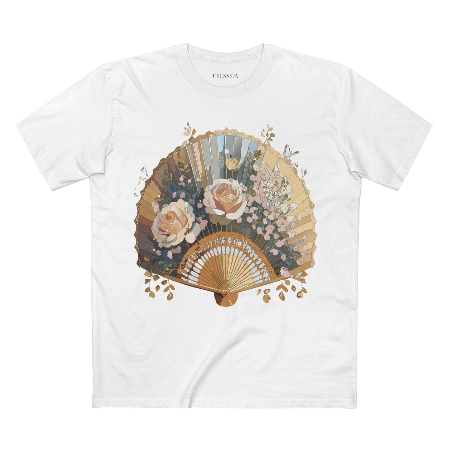 Antique Fan Graphic Design T-Shirt Unisex 100 Cotton Floral Carnival Artwork Tee 6