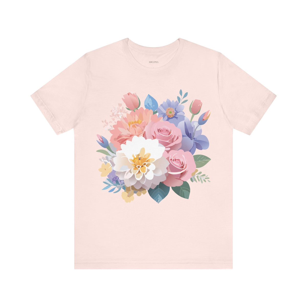 Floral Graphic Unisex Cotton Bella+Canvas Tee with Flowers Art Design n120