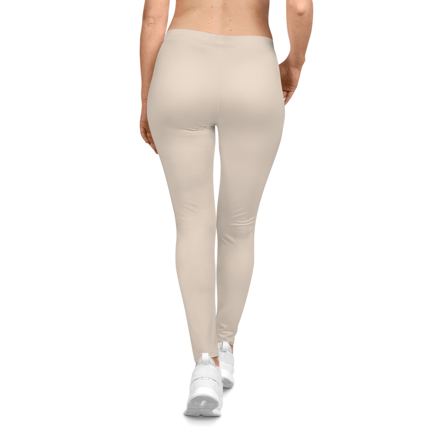 Almond Cream Beige Color Women's Poly-Span Casual Leggings Print Everyday Activewear Pants