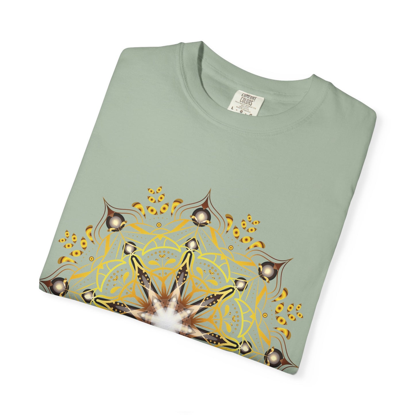 Unisex Garment Dyed Cotton T-Shirt with Mandala Graphic Design