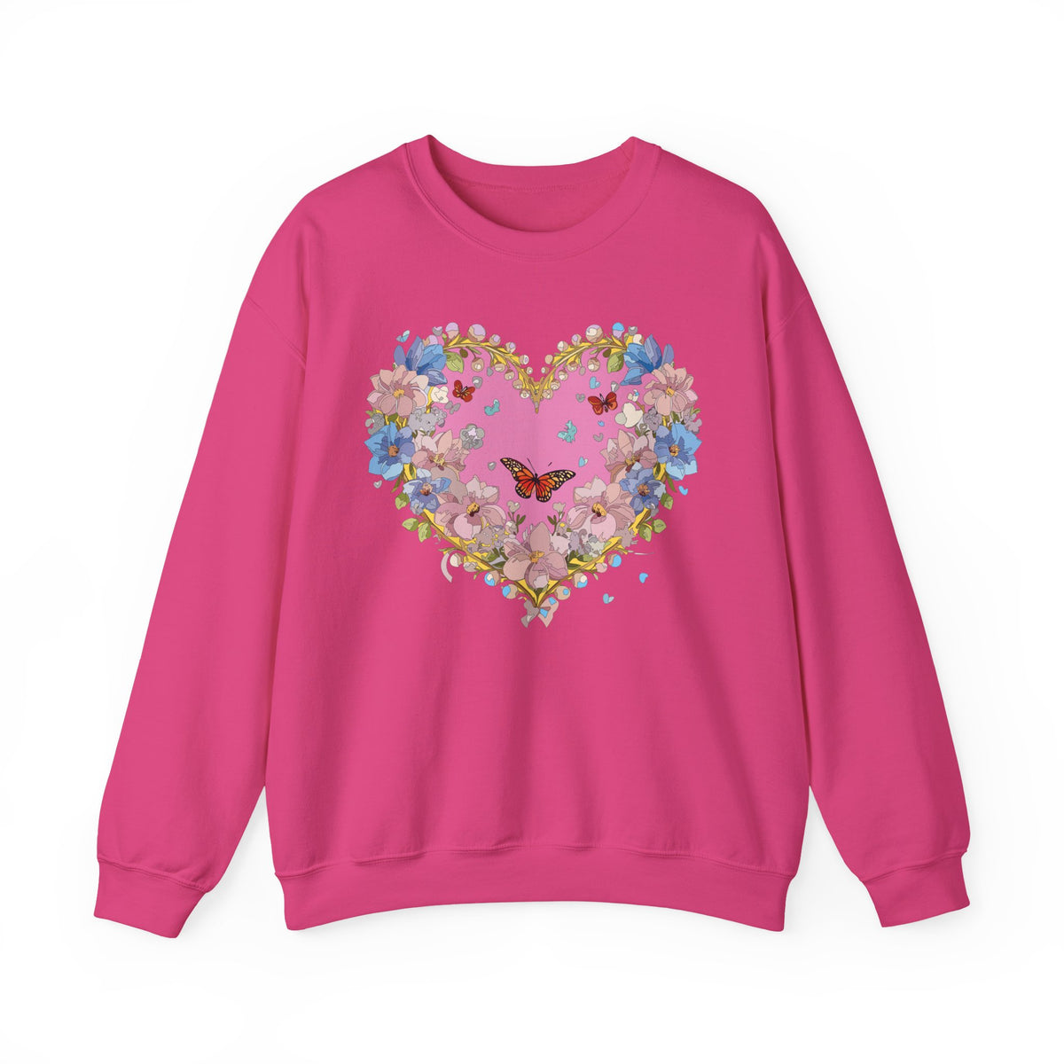 Floral Heart Love Graphic Valentine's Day Sweatshirt Unisex 50/50 Cotton-Poly Sweatshirt w39