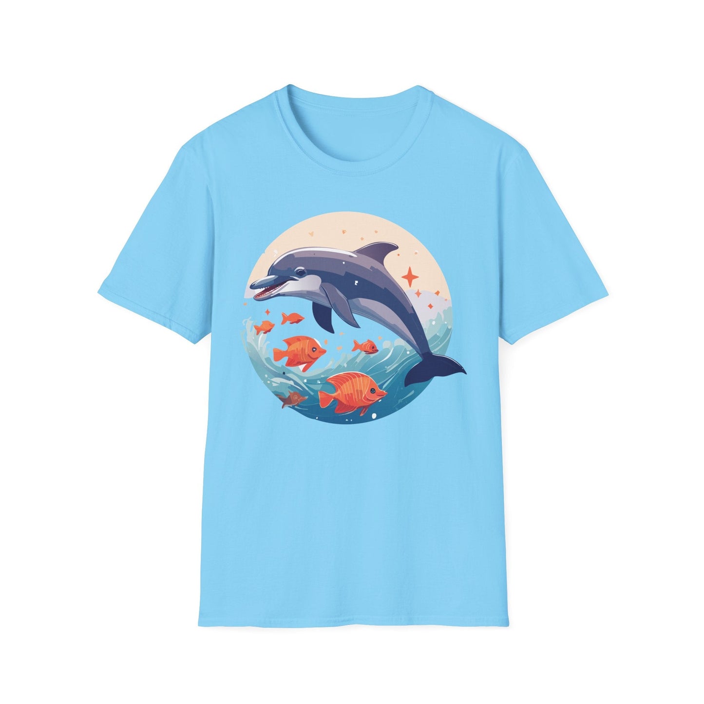 Unisex Dolphin Shirt Gildan Softstyle 64000 Short Sleeve Fish Tee With Dolphin Graphic