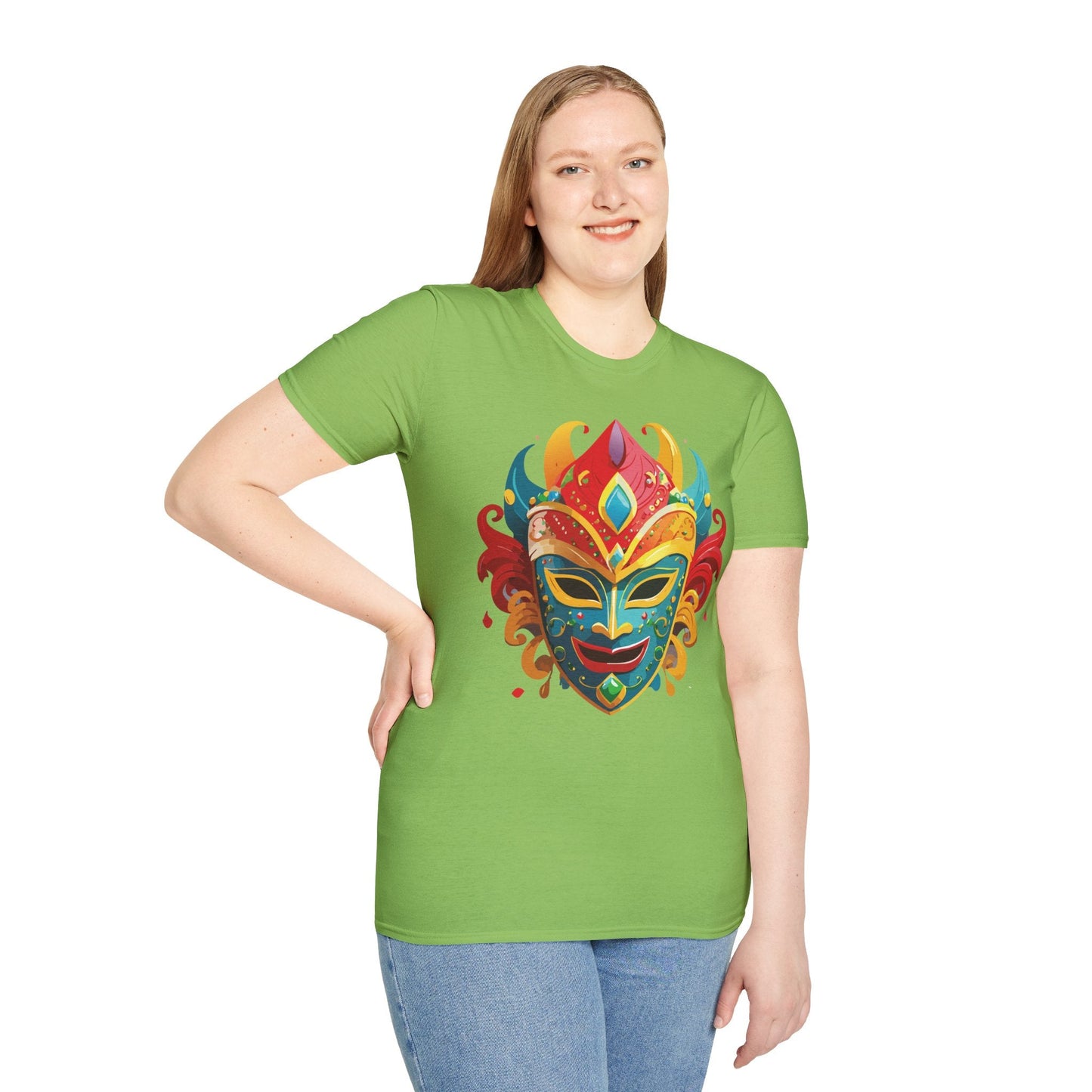 Unisex Mask Tee Shirt Gildan Softstyle 64000 Ring Spun Cotton Breathable Masquerade Design
