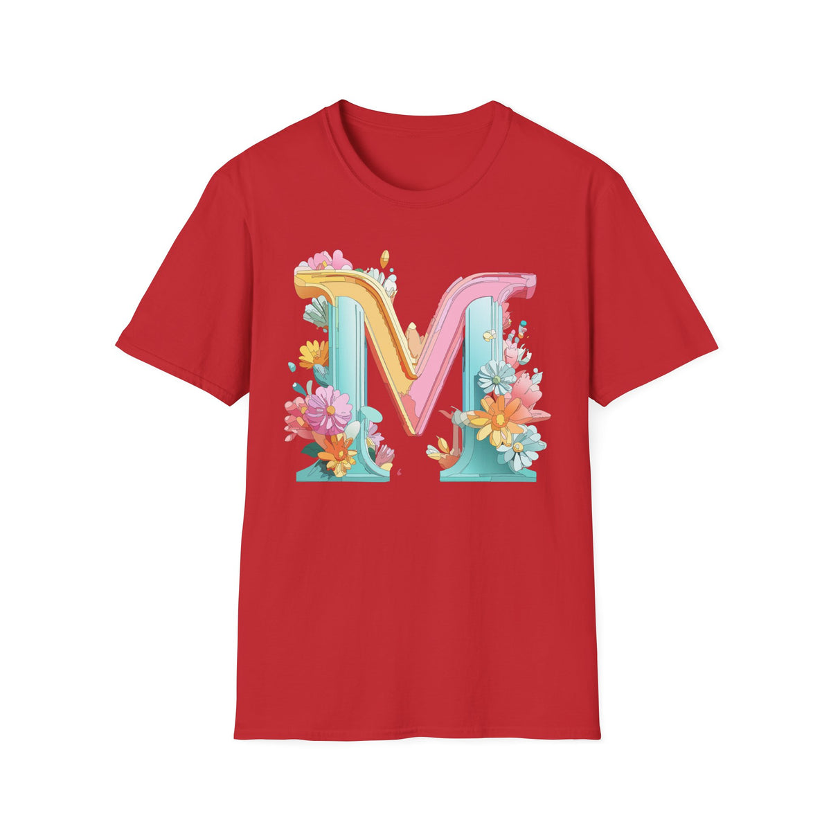Floral Pastel Letter M T-Shirt | Monogram Initial Tee