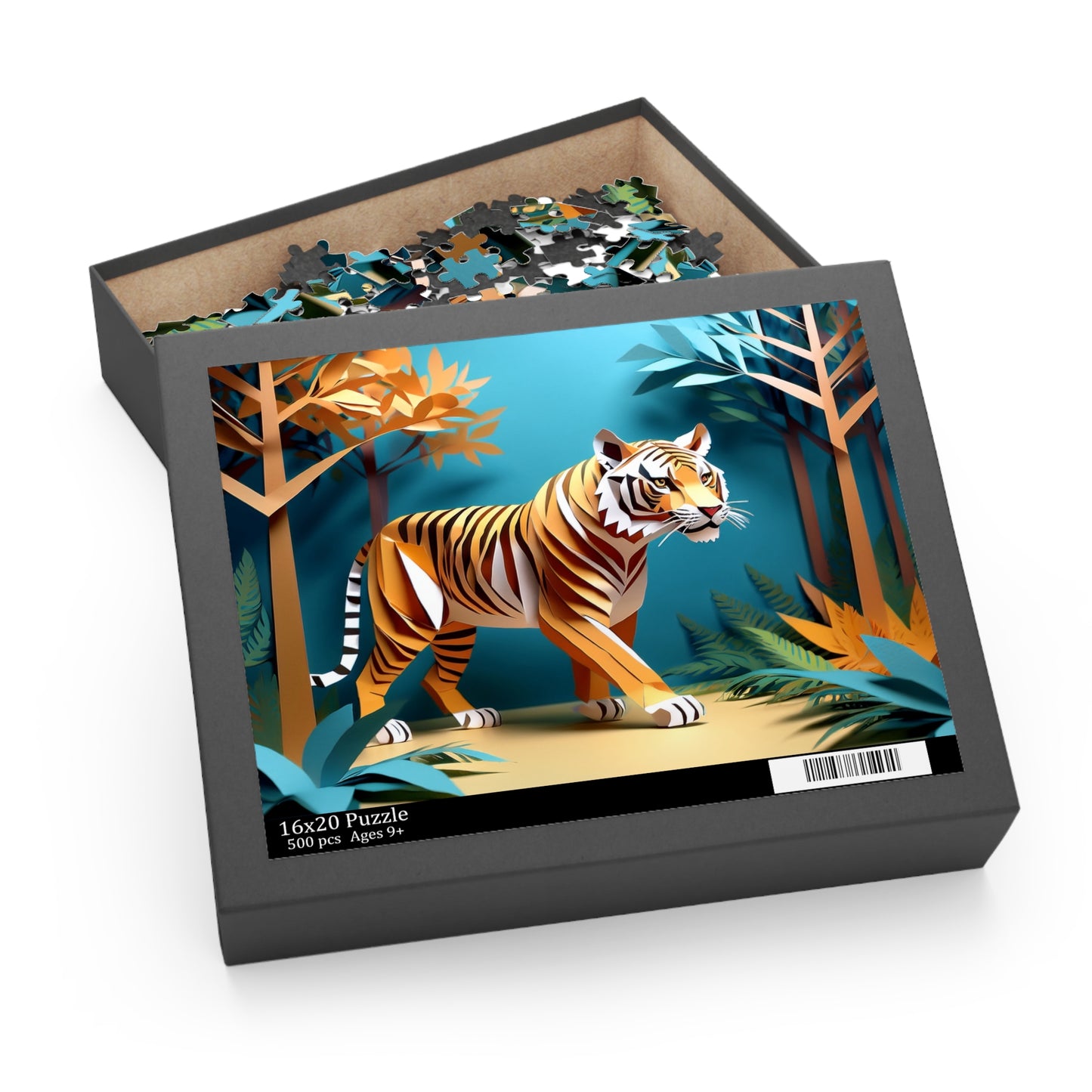 Tiger Puzzle 500-Chipboard Pieces in Box | Kids Puzzles Size: 16" x 20",  Ages 9+ and Family pn61