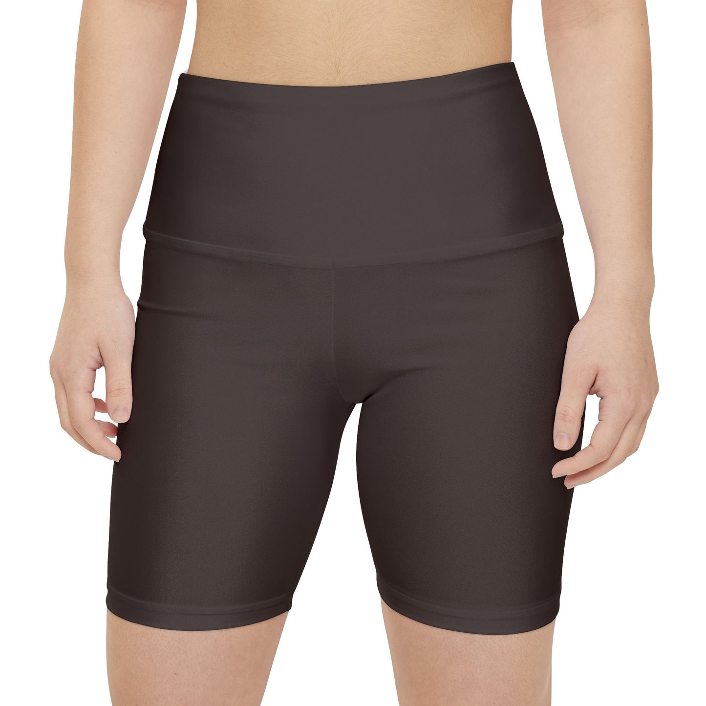 Deep Mocha Brown Women's Workout Shorts — High-Waist Biker Athletic Shorts