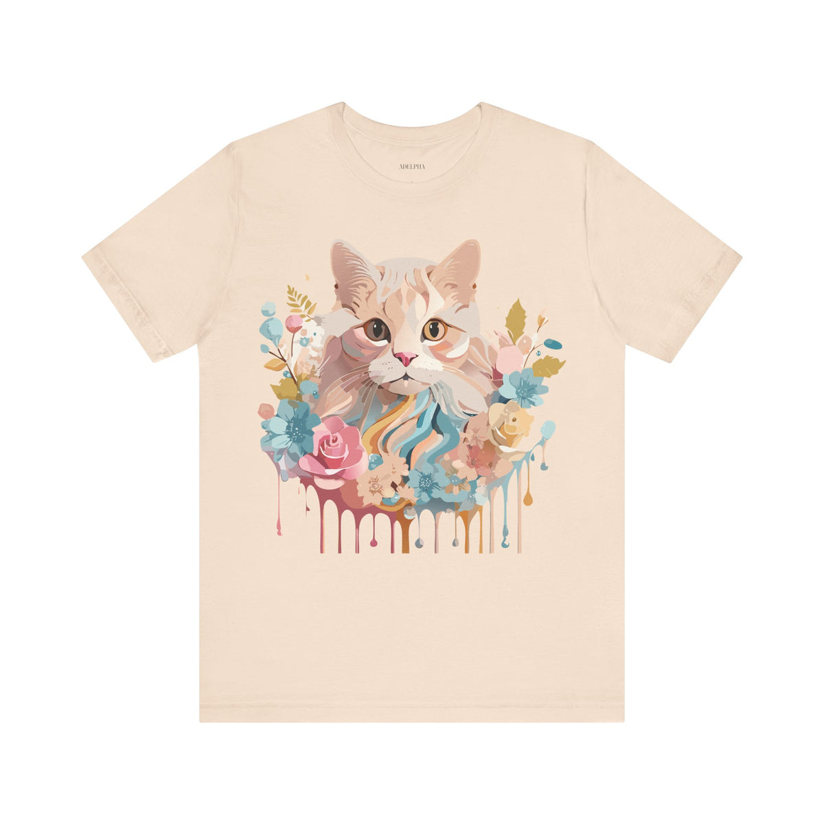 Cat Graphic Unisex Cotton Bella+Canvas Tee with Art Animal Design e110