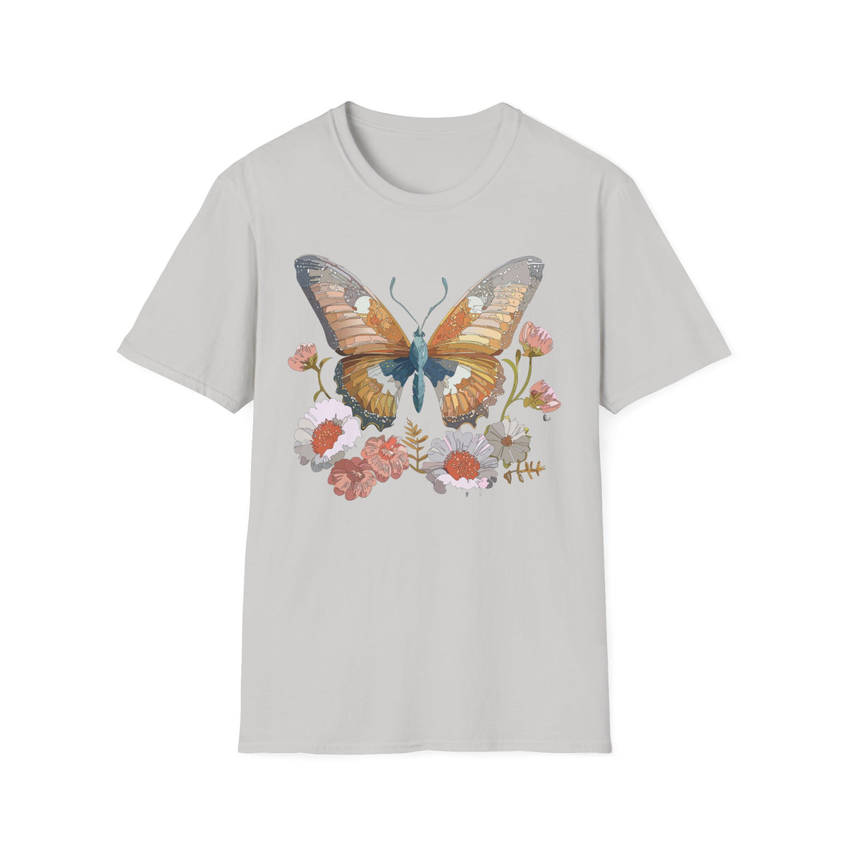 Butterfly Floral Watercolor Wings Graphic Design Unisex 100 Cotton Gildan T-Shirt