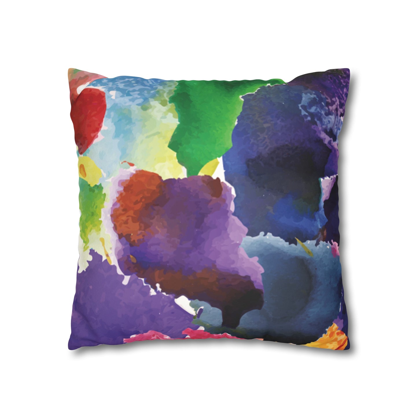 Faux Suede Pillowcase with Abstract print