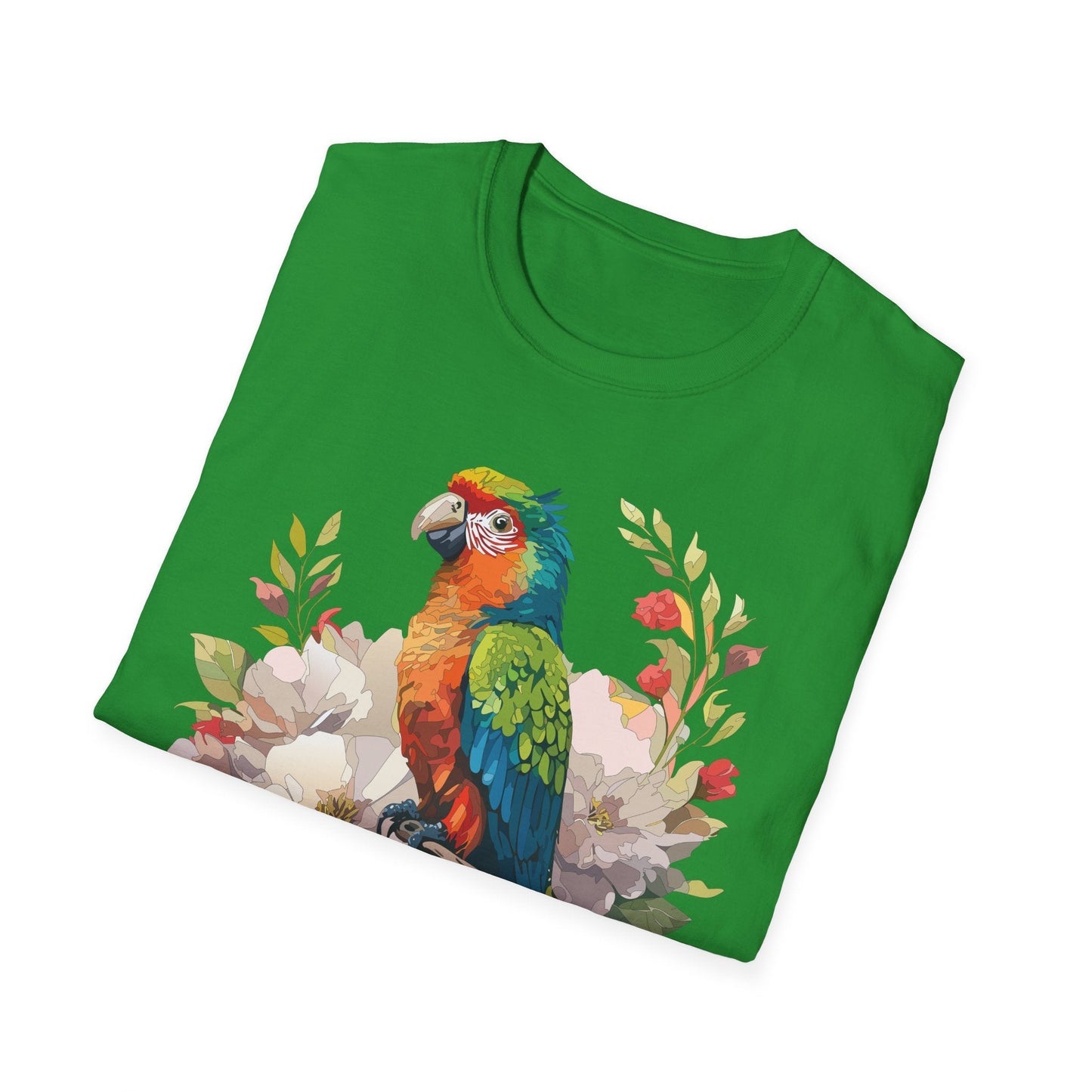 Floral Bird T Shirt Unisex Softstyle Gildan 64000 Graphic Tee With Animal Design