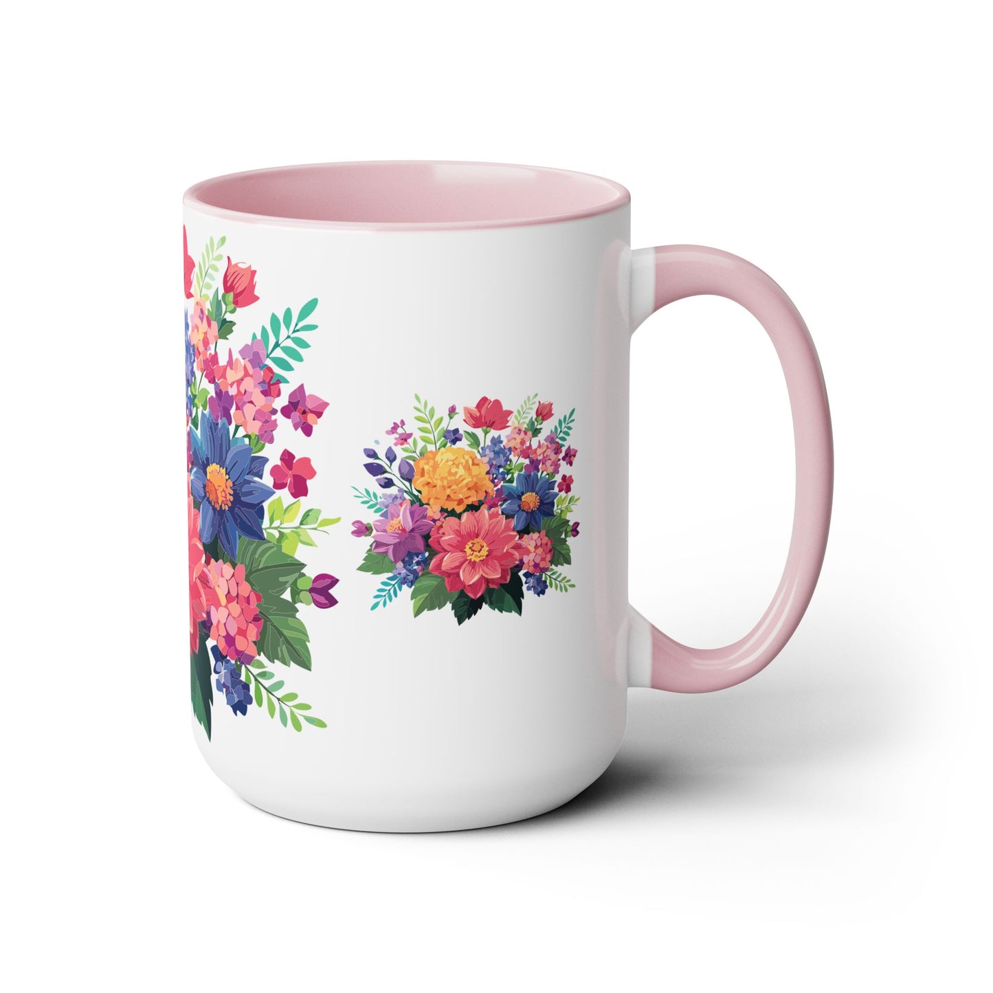 Two-Tone Coffee Mugs with flowers