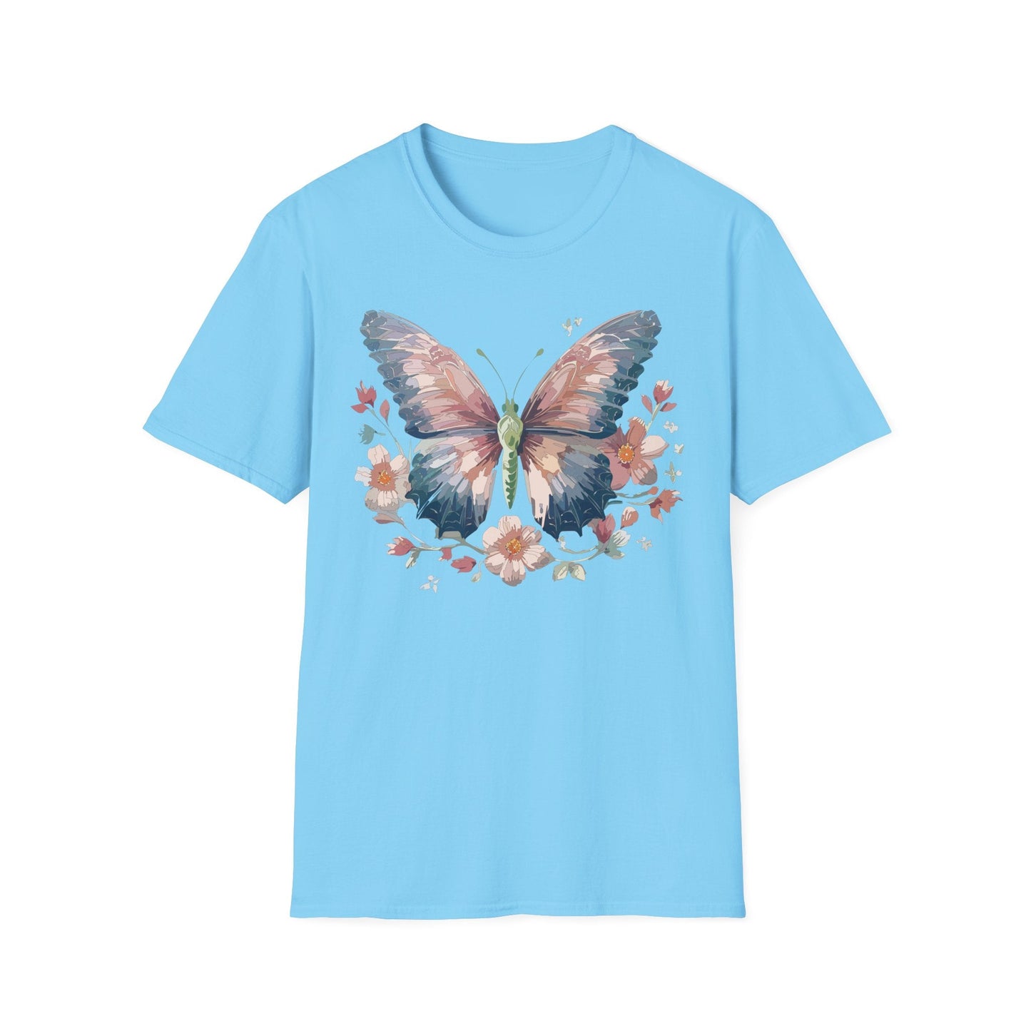 Butterfly Print T Shirt Monarch Unisex Gildan Softstyle 64000 Cotton Tee For Everyday Comfort