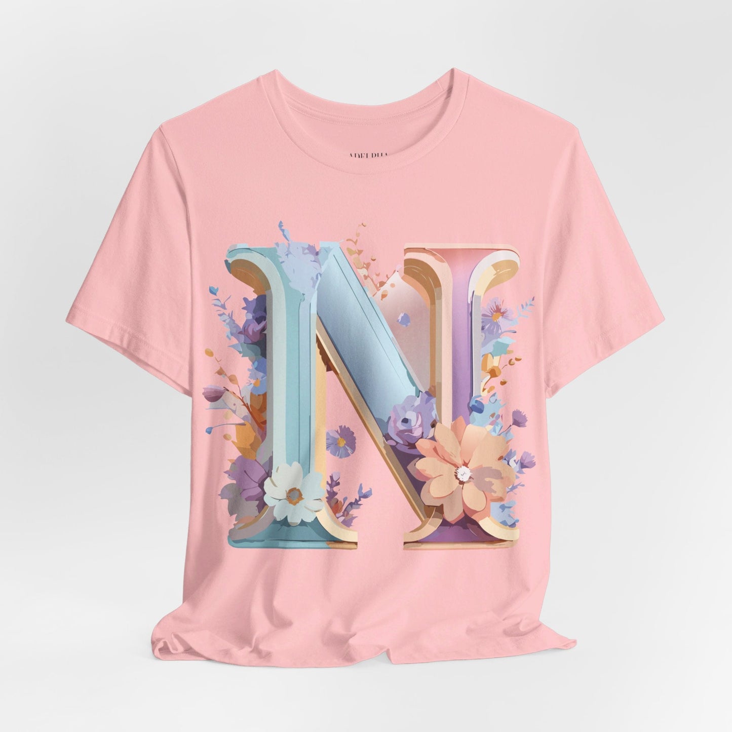 Letter N Shirt Unisex Graphic Tee Adelpha Vintage Inspired Artwork Short Sleeve Premium Cotton