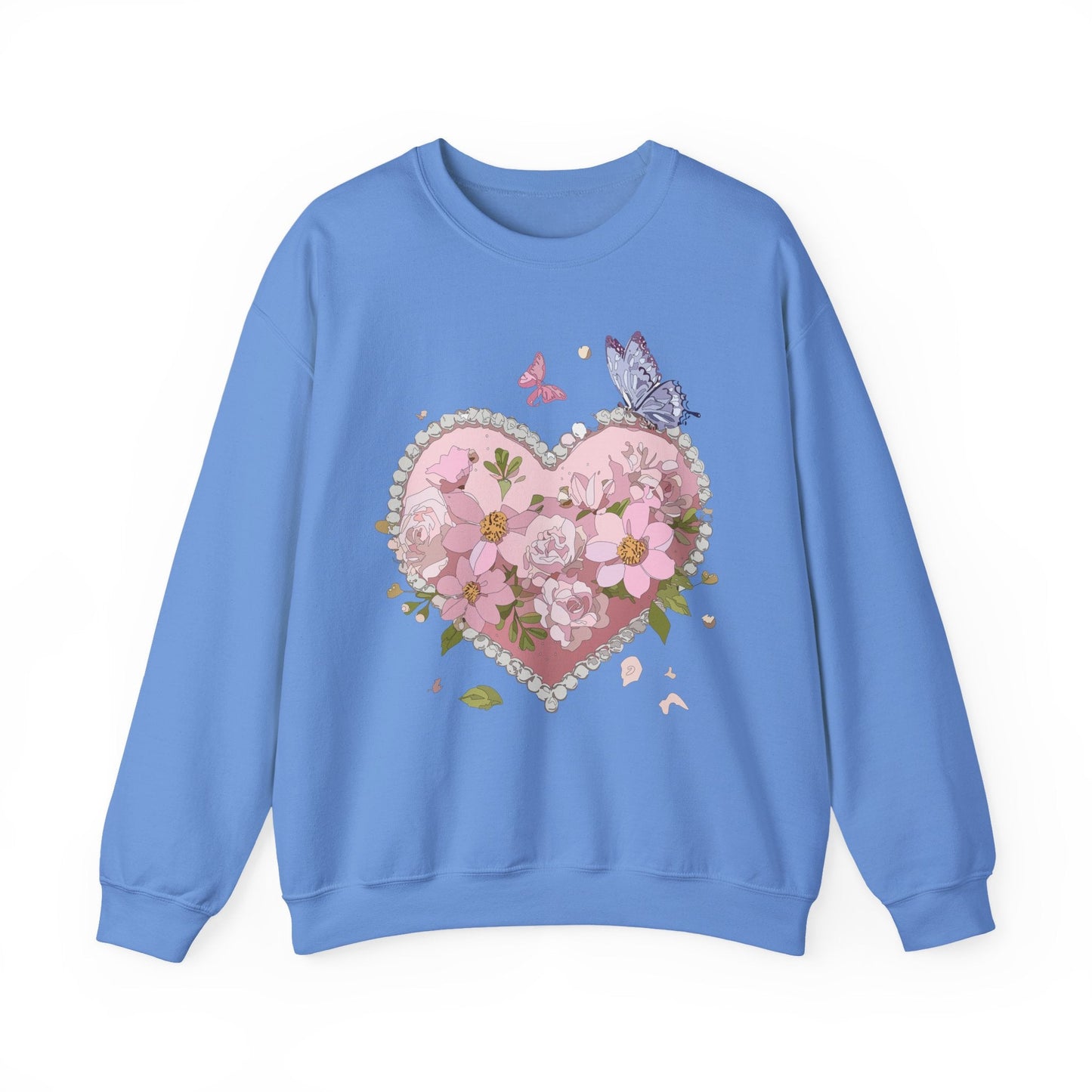 Floral Heart Sweatshirt for Unisex Valentines Day Crewneck Heart Floral Print Gift