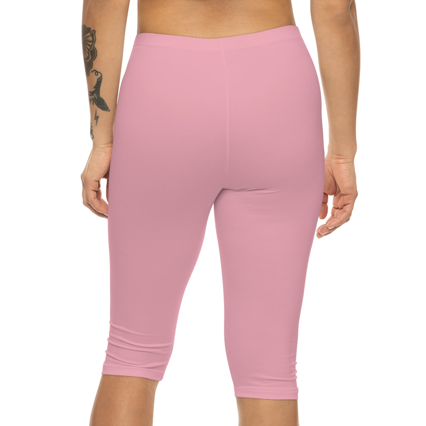 Cherry Blossom Pink Color Women's Brushed Suede Poly Span Casual Capri Leggings XS-2XL