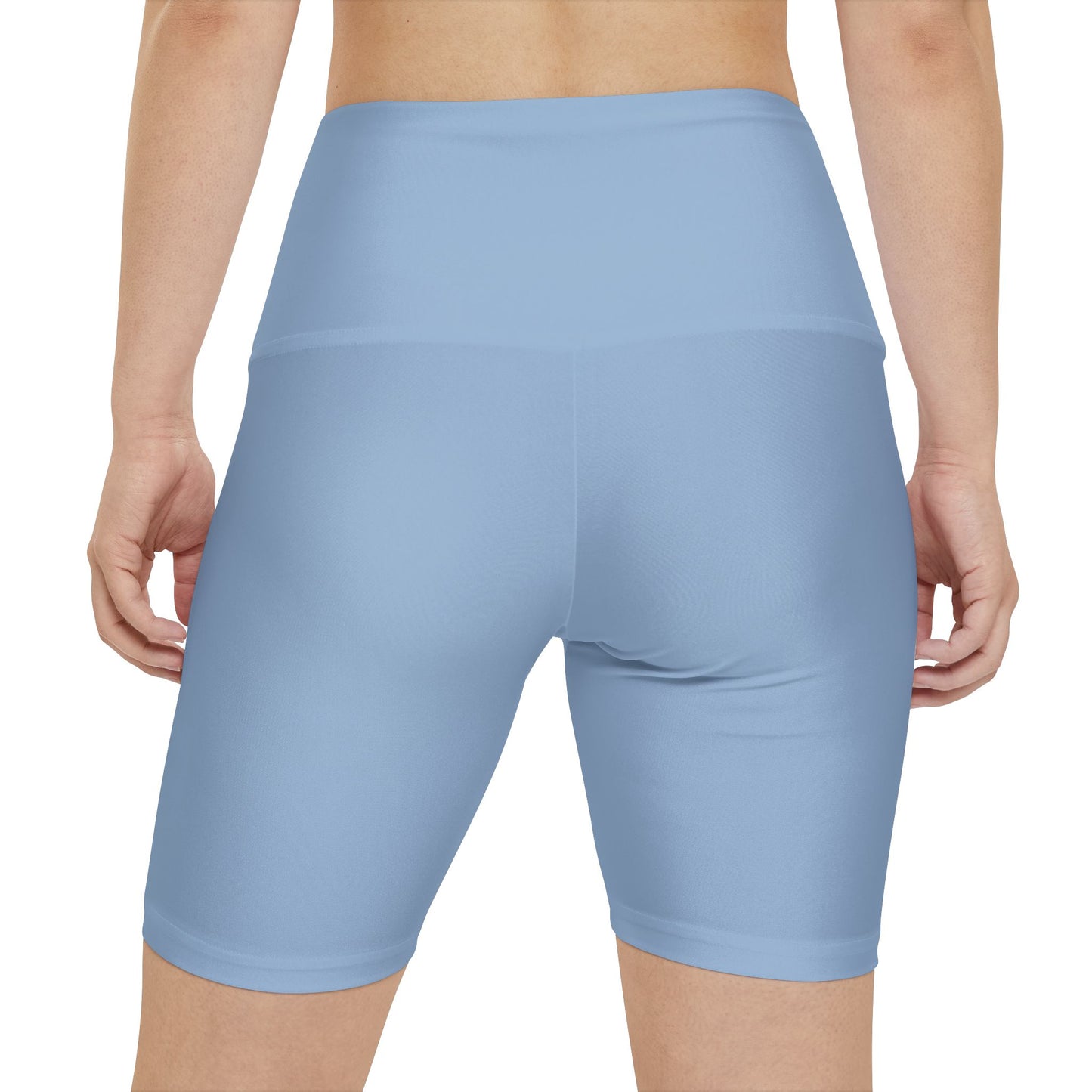 Powder Blue Women's Workout Shorts — Solid High-Waist Biker Shorts for Exercise & Everyday Wear