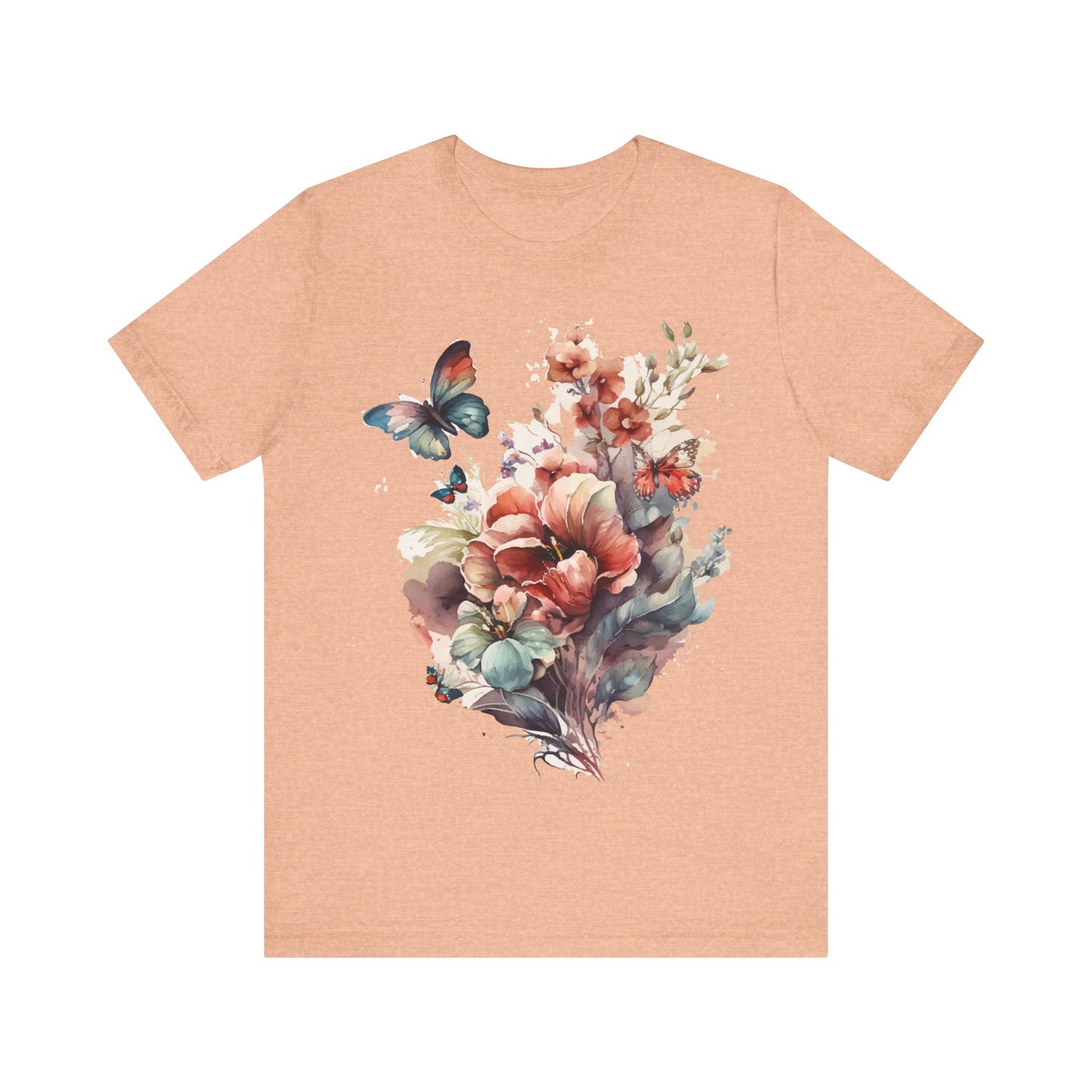 Cotton Tee Shirt with Butterfly Prints