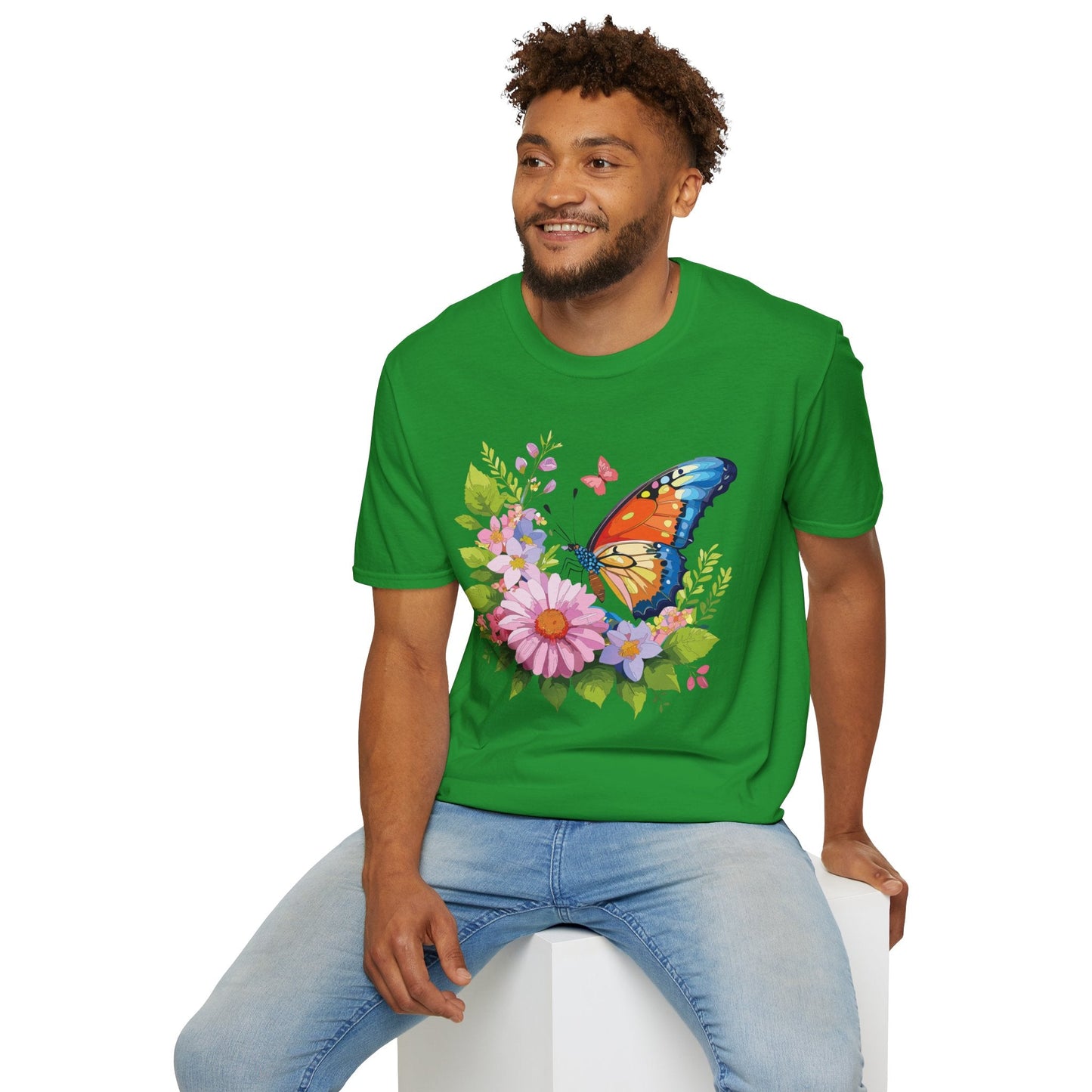 Butterfly T Shirt Unisex Short Sleeve Gildan Softstyle 64000 Monarch Butterfly Design Graphic