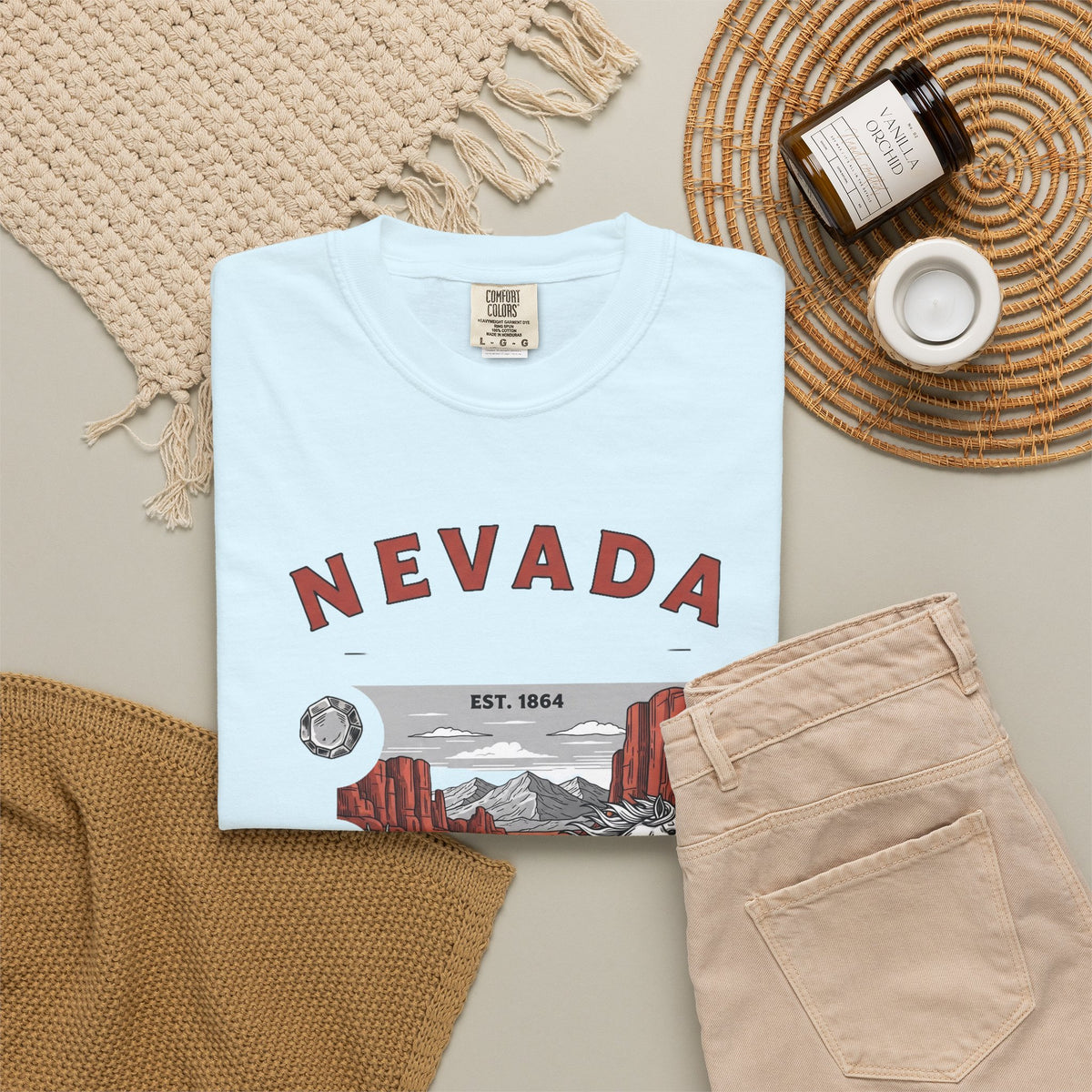 Nevada State Vintage Travel Tourist Graphic Tee Unisex 100 Cotton Comfort Colors T-Shirt