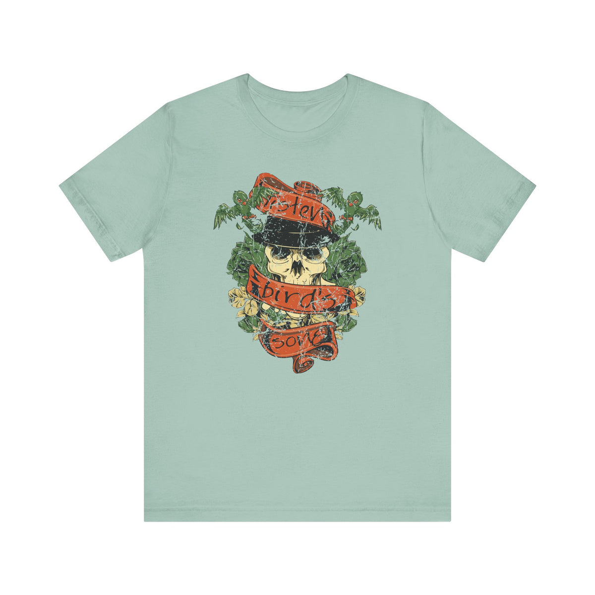 Skull with Bandana Tee Floral Vines Tattoo Style Graphic Unisex Cotton Shirt Art-38