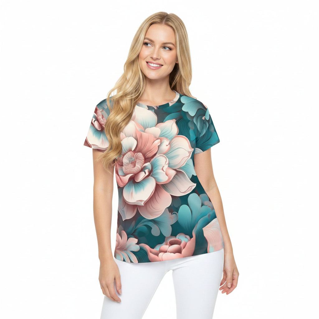 Women Poly Shirt with Floral Print F306