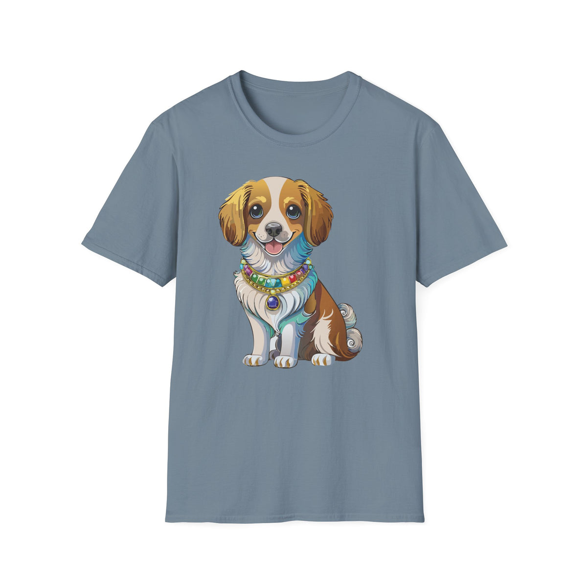 Smiling Brown White Dog Portrait T-Shirt | Cute Puppy Illustration