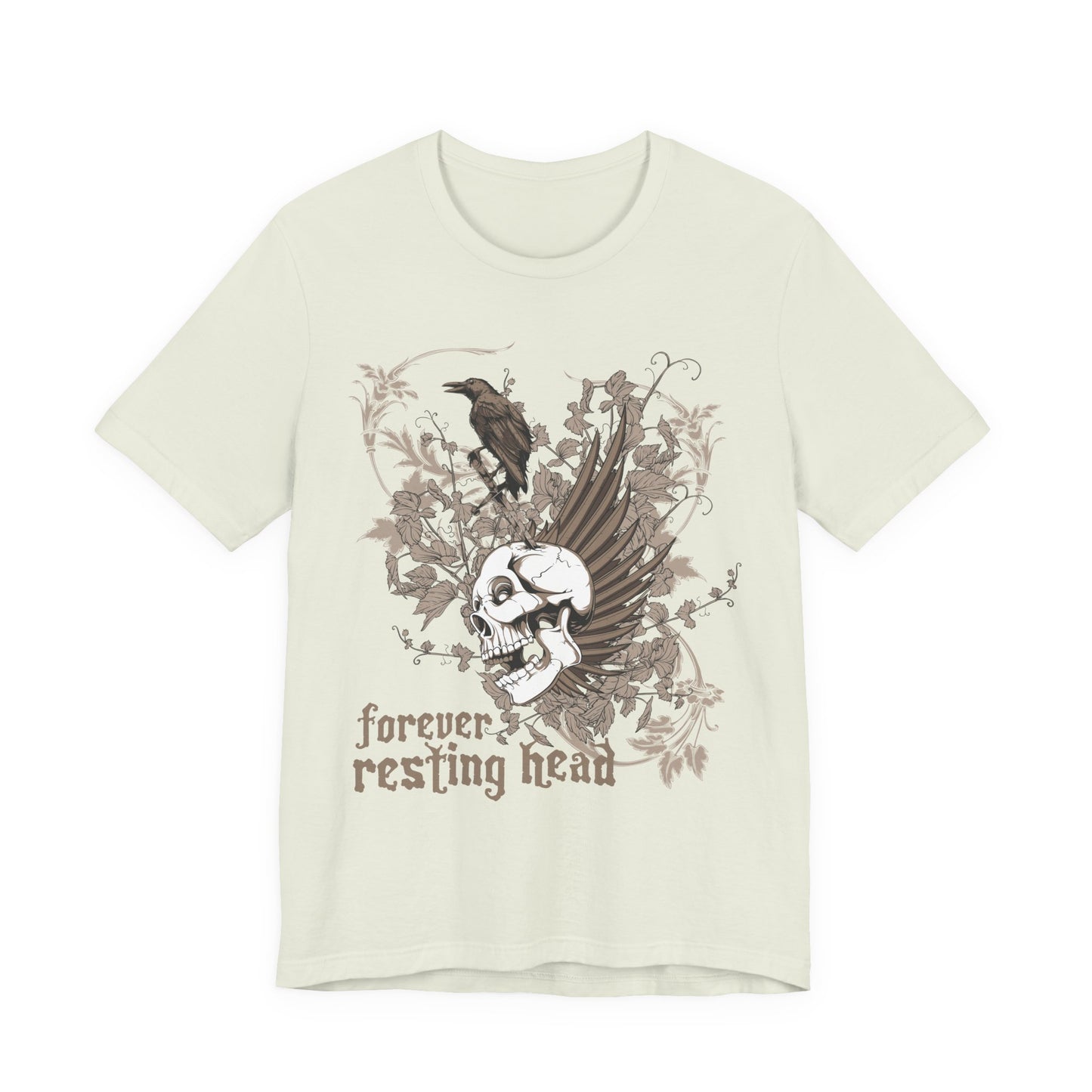 Forever Resting Head Tee, Edgy Graphic Shirt, Music T-Shirt, Gothic Tees, Skull Shirt, Art Design Tee, Skull Graphic Top