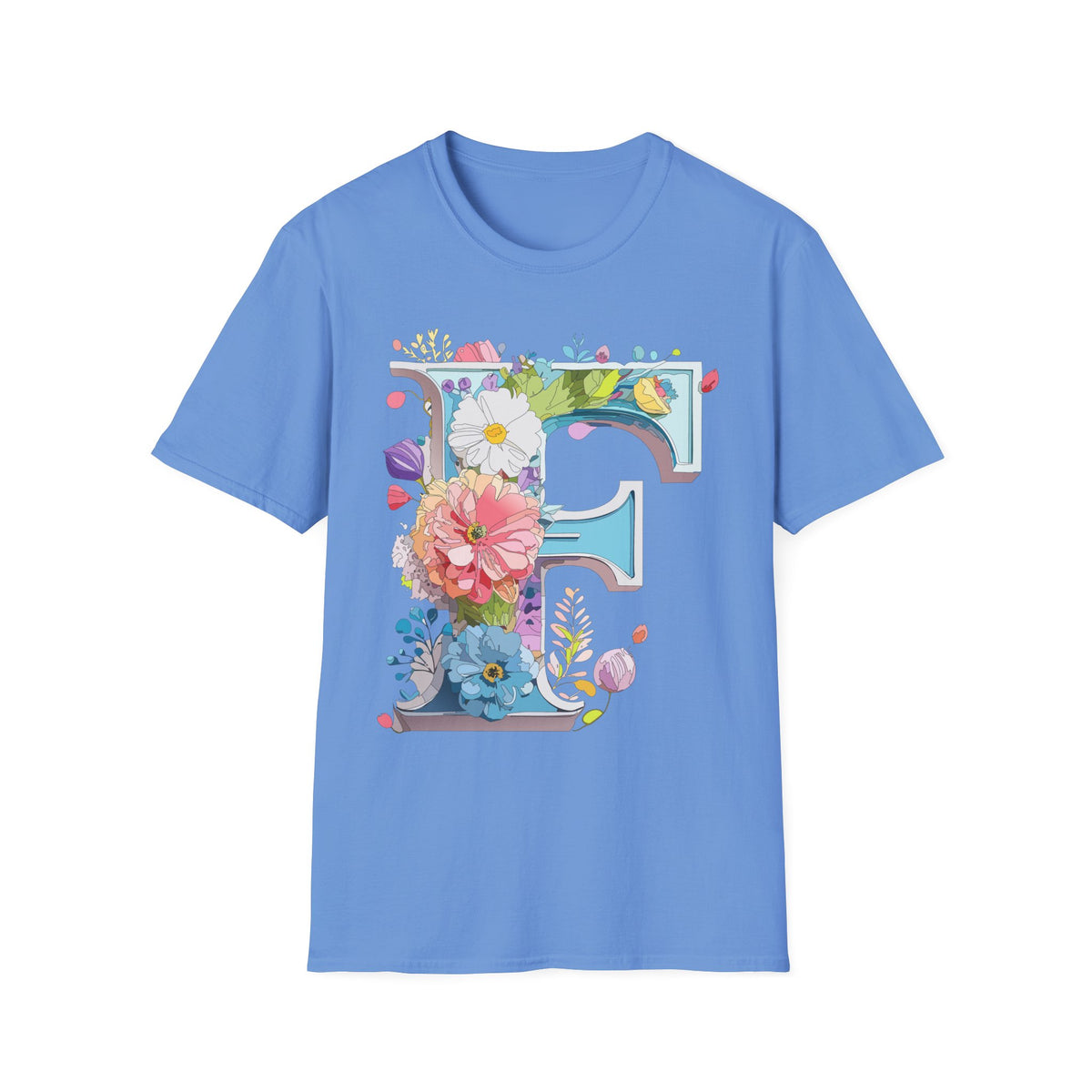 Floral Letter F T-Shirt | Botanical Initial Tee