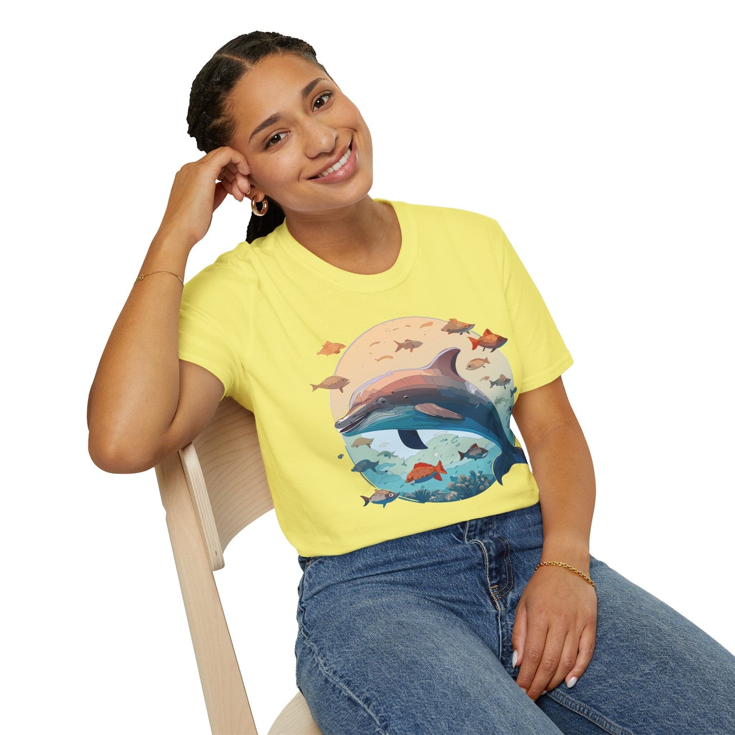 Dolphin Shirt Unisex Softstyle T Shirt 64000 100 Percent Ring Spun Cotton Tee For Everyday Comfort
