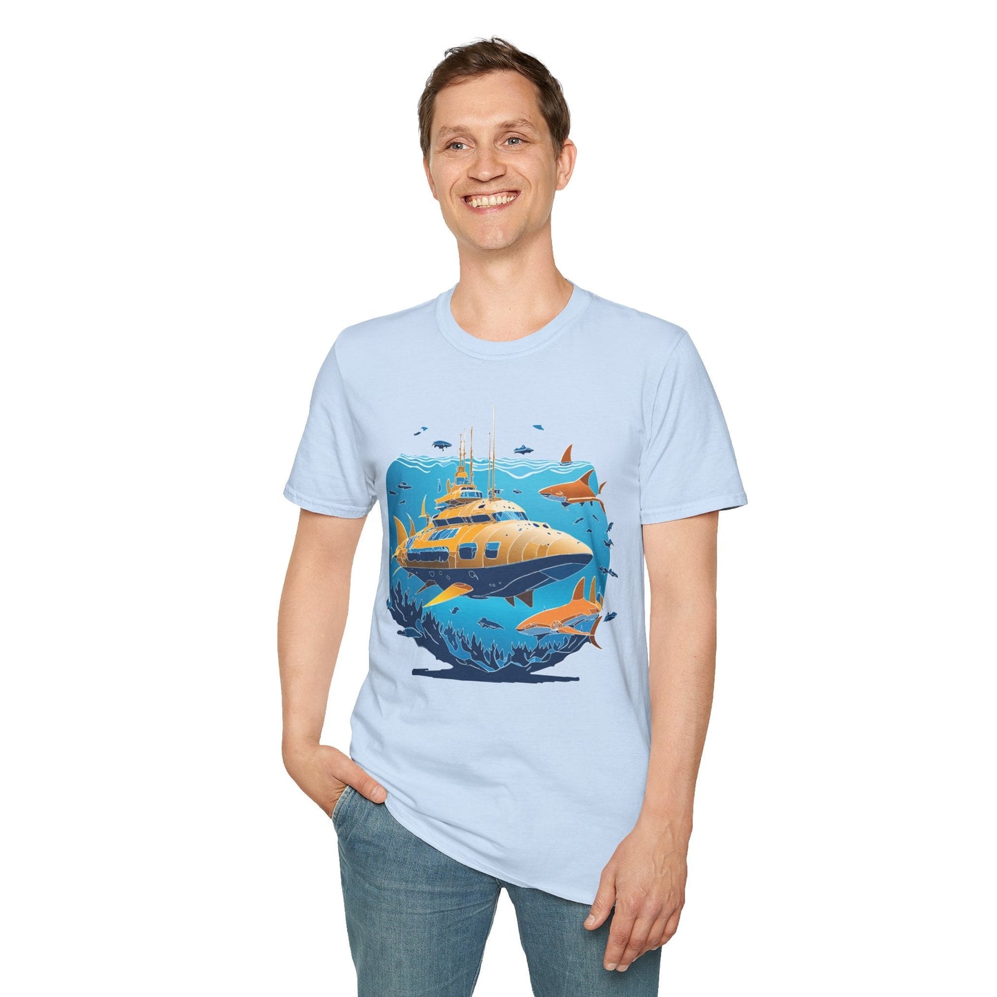 Ocean T Shirt Unisex Gildan Softstyle 64000 100 Percent Cotton Ring Spun U Boat Design Graphic
