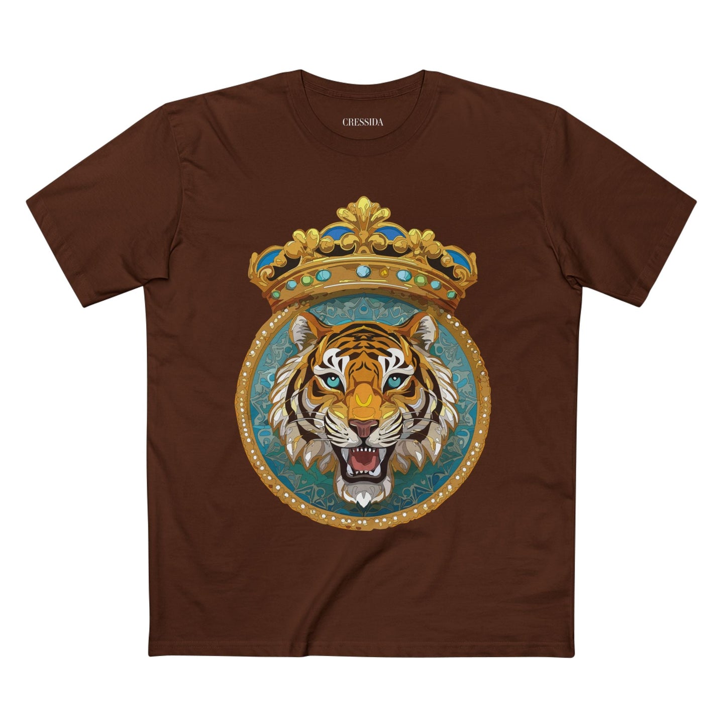Tiger Graphic Unisex 100 Cotton Tee With Unique Animal Golden Medallion Art Design 3