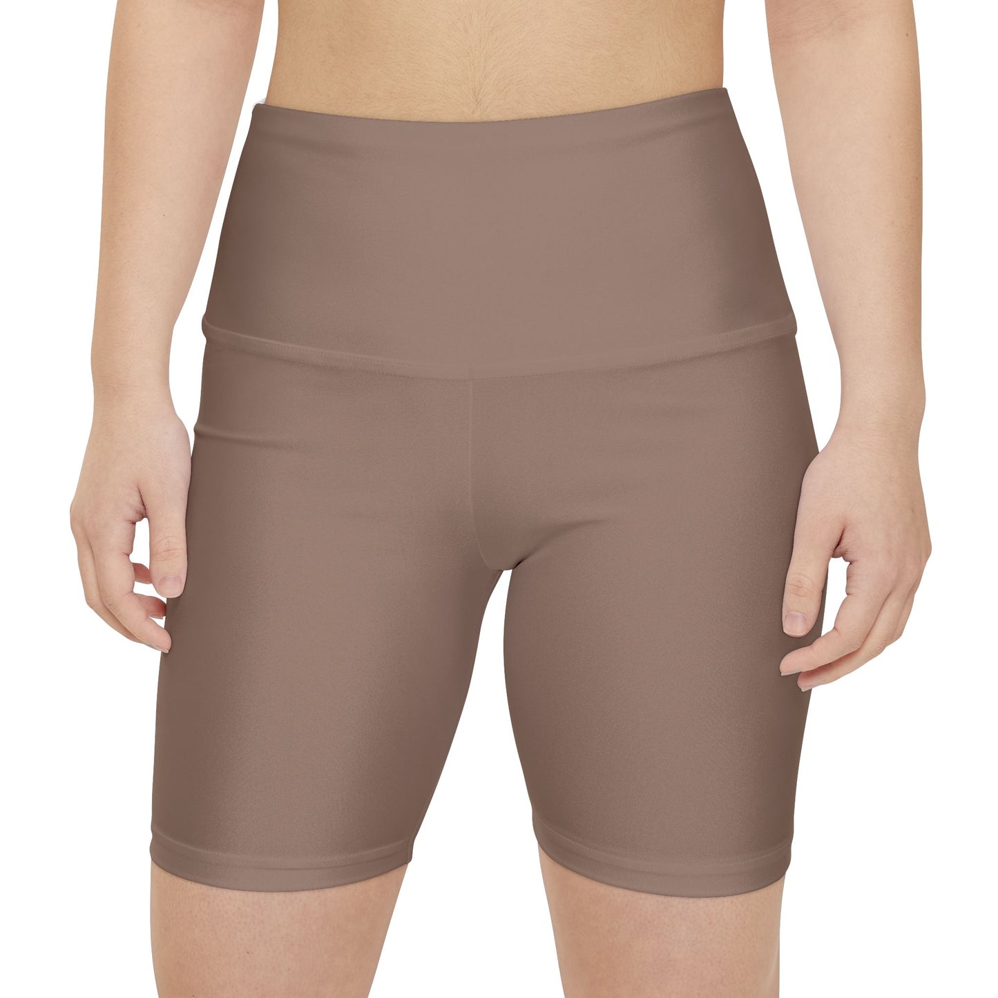 Dusty Taupe Women's Brown High-Waist Workout Shorts — Seamless Bike Shorts for Gym & Everyday