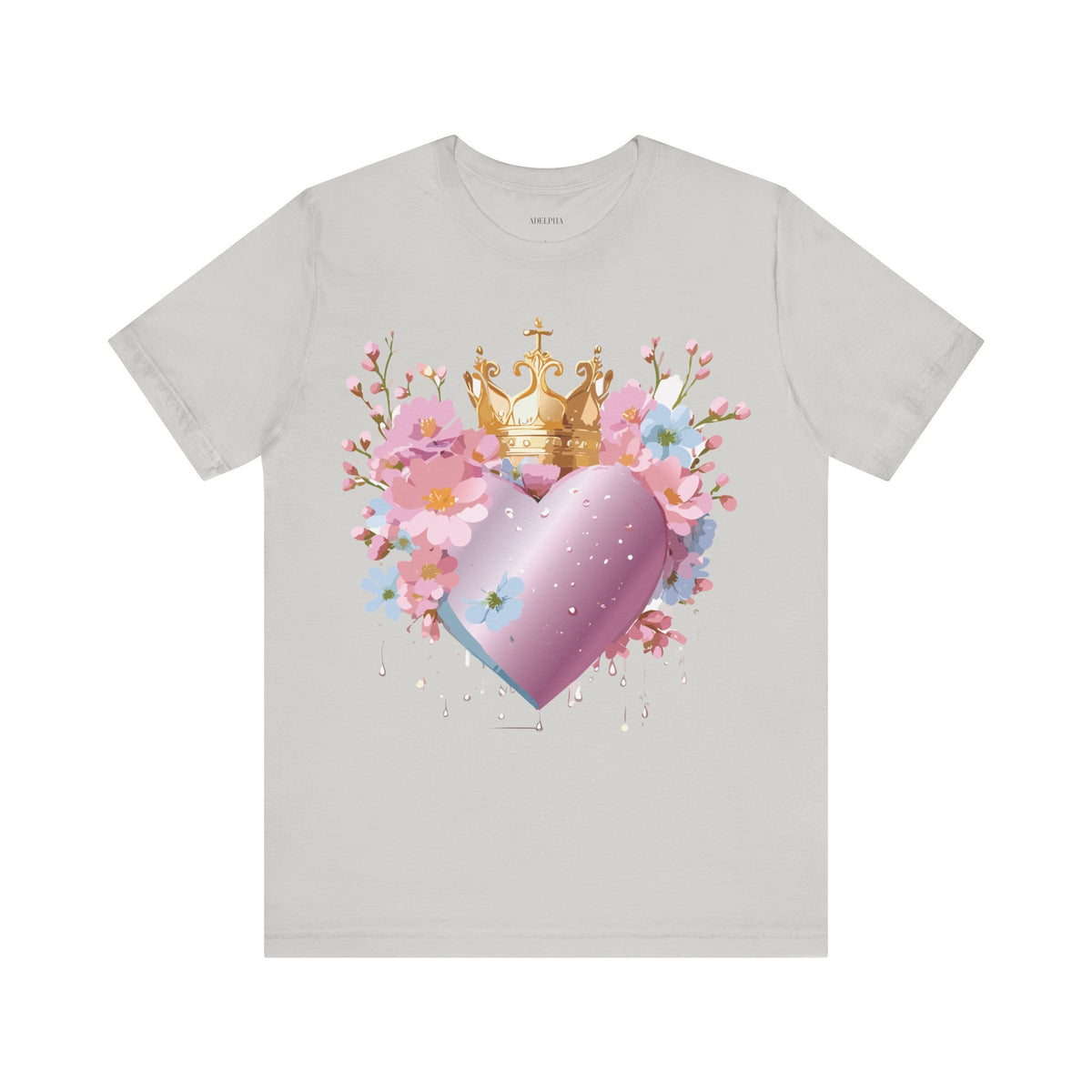 Valentine's Day Graphic Unisex Cotton Bella+Canvas Tee with Floral Art Design d132