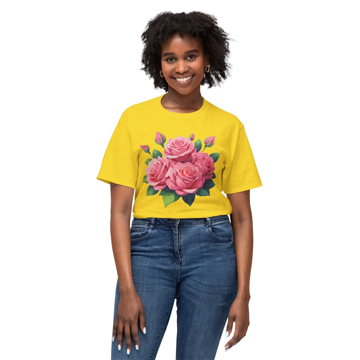 Unisex Floral T Shirt With Vintage Flowers Art Print Cotton Tee USA Made Premium Comfort