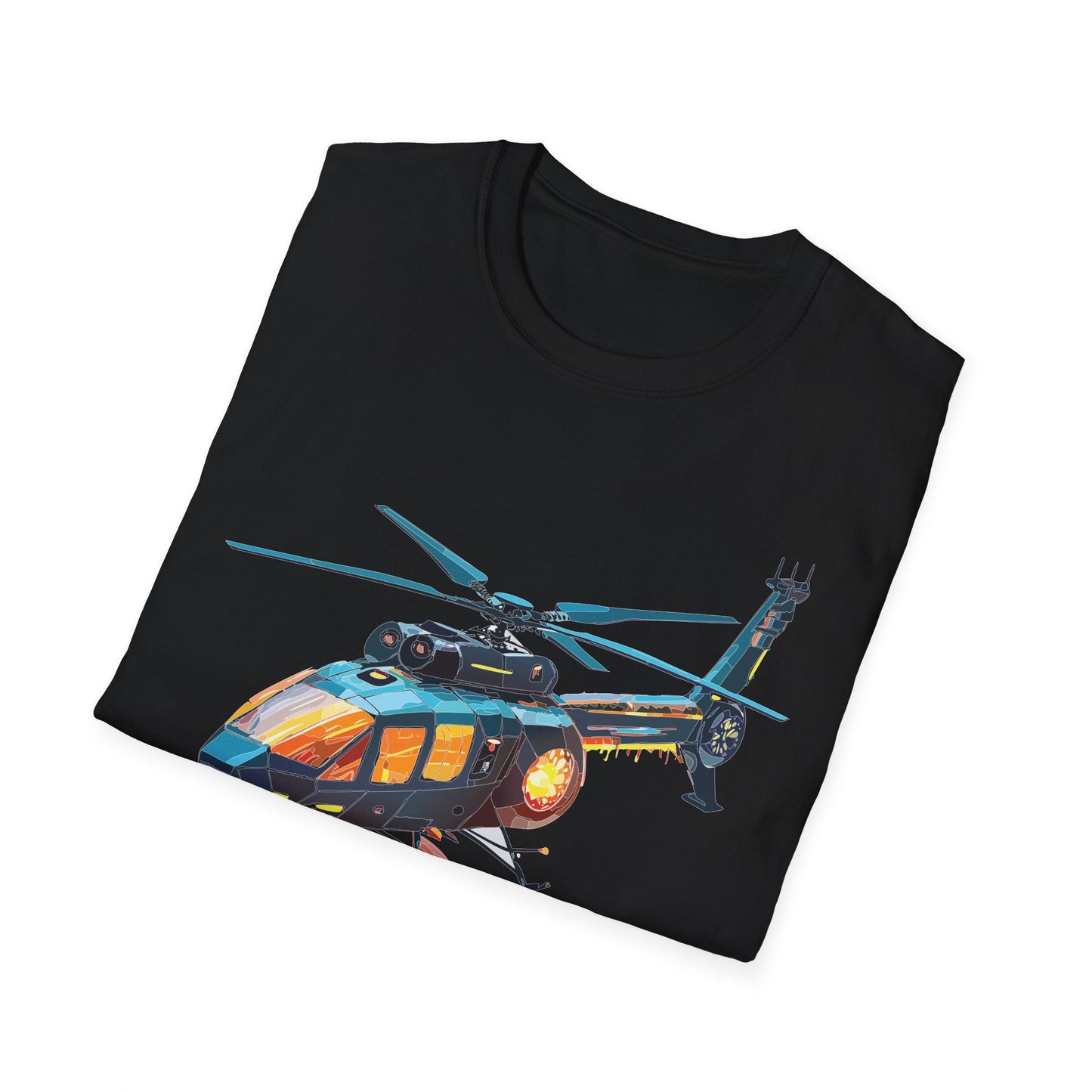 Chopper Helicopter Shirt Unisex Gildan Softstyle 64000 Cotton Tee Short Sleeve Graphic Tee