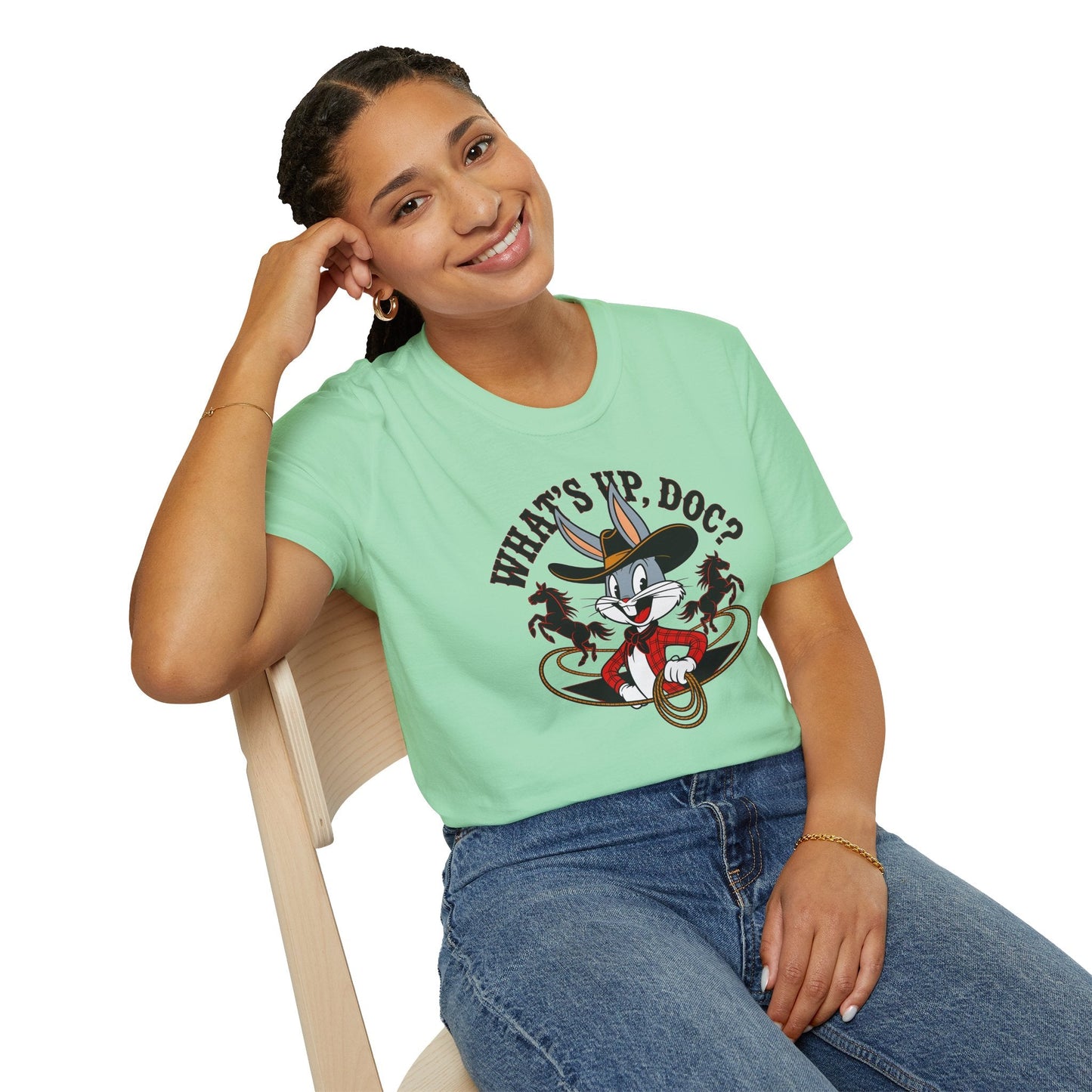 Cartoon Bunny Graphic Unisex Cotton Animal Animation Artwork Design Tee 41