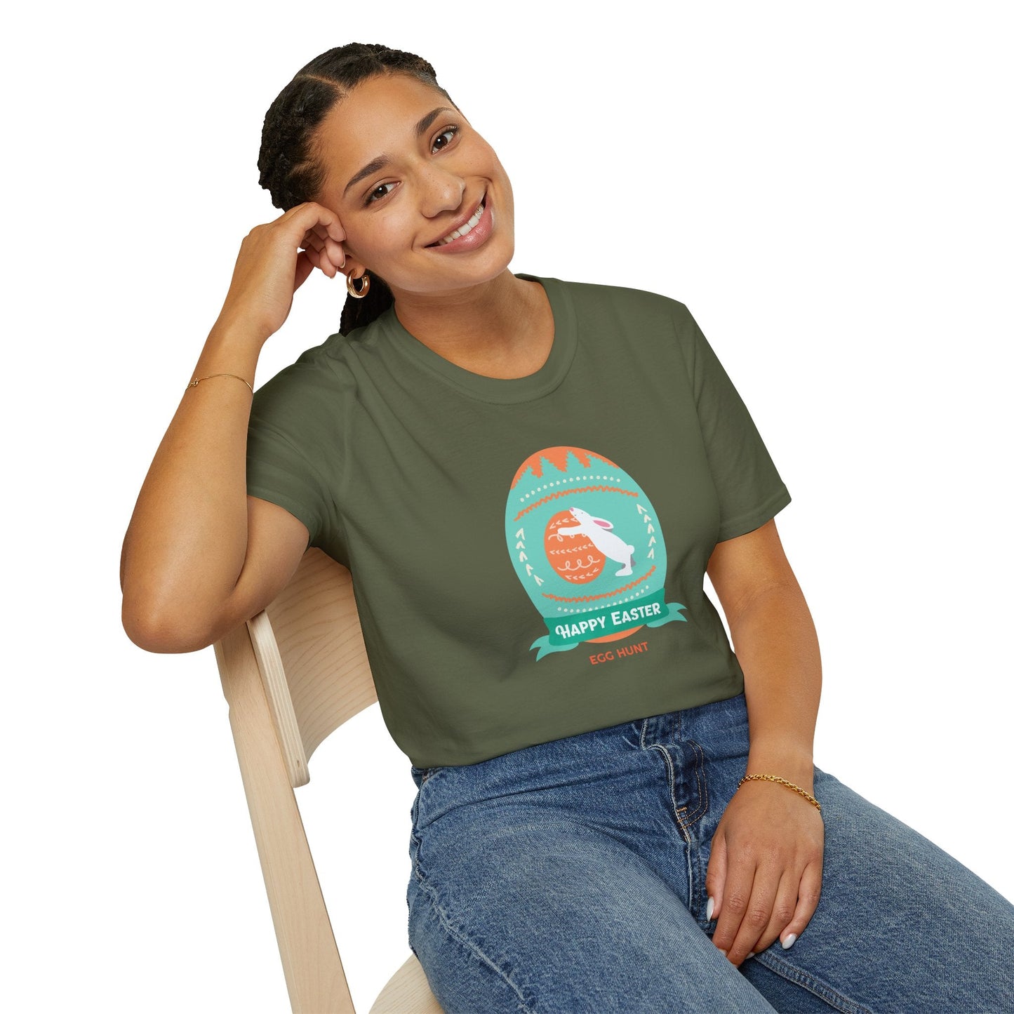 Easter Egg T Shirt Unisex Softstyle Tee With Easter Signature Design 100 Percent Ring Spun Cotton