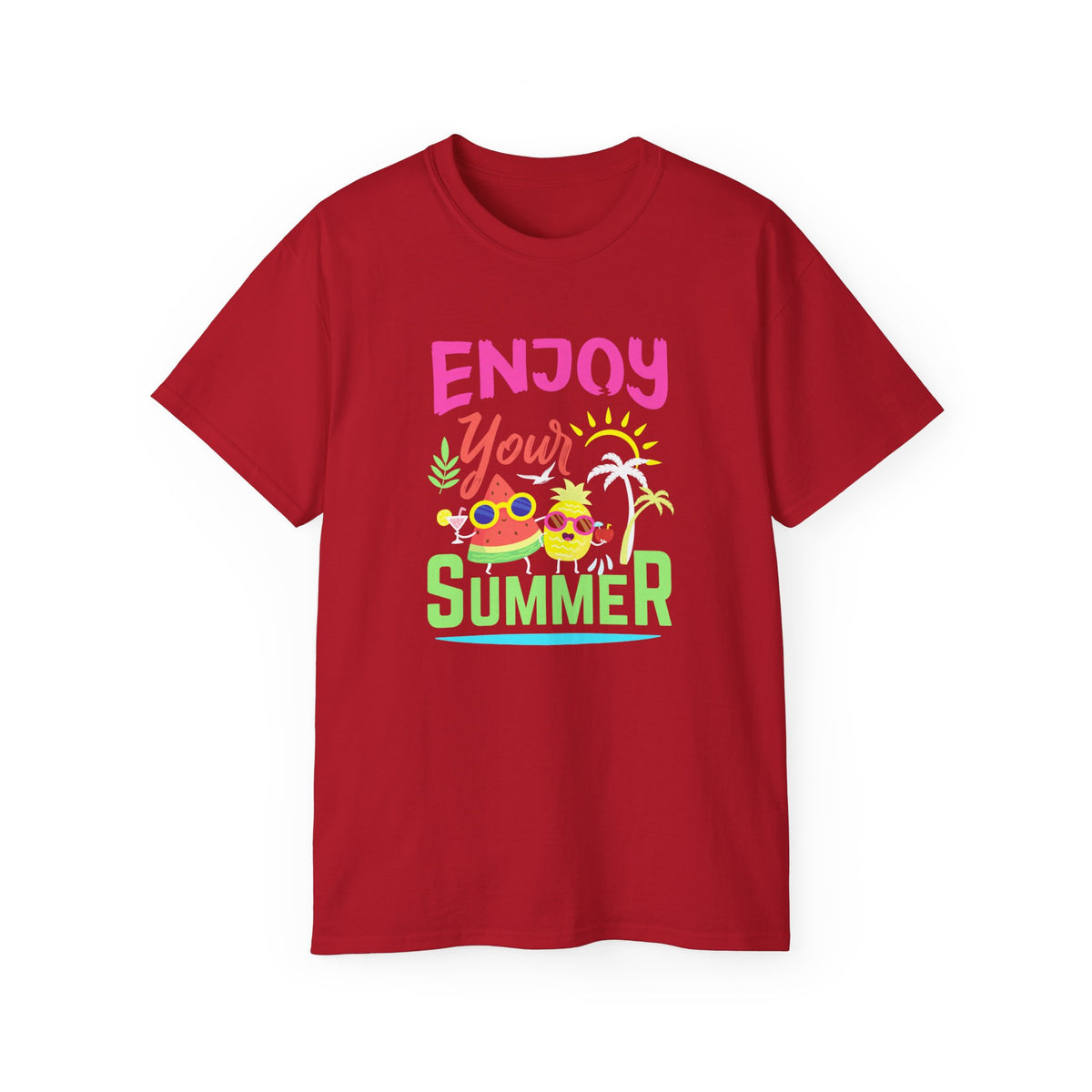 Enjoy Your Summer Tee | Tropical Pineapple Palm Tree Beach Shirt