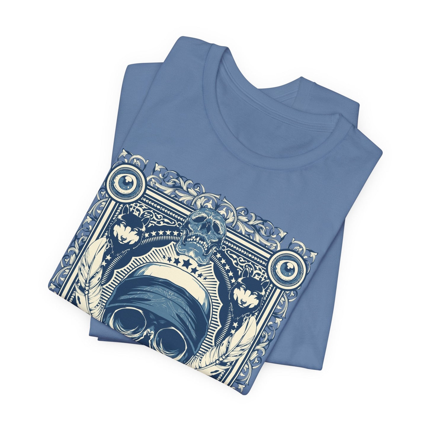 Skull Crown Graphic Tee Vintage Ornate Skull Illustration Rock Band T-Shirt