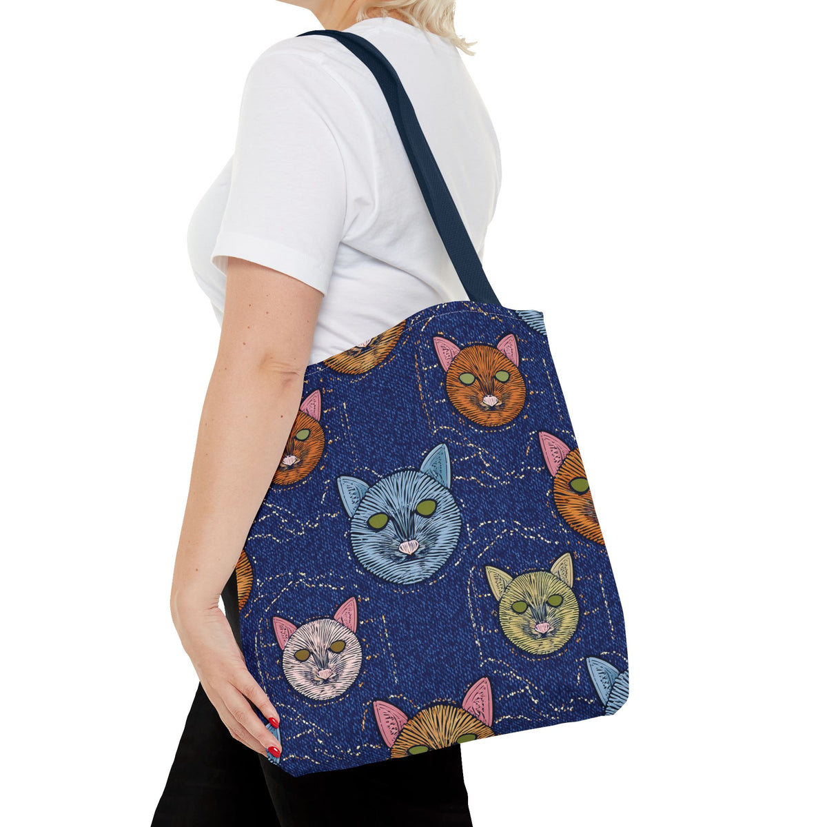 Denim Fabric Imitation Print Unisex Canvas Bag Poly Spun 3 Sizes Tote Bag 190-1