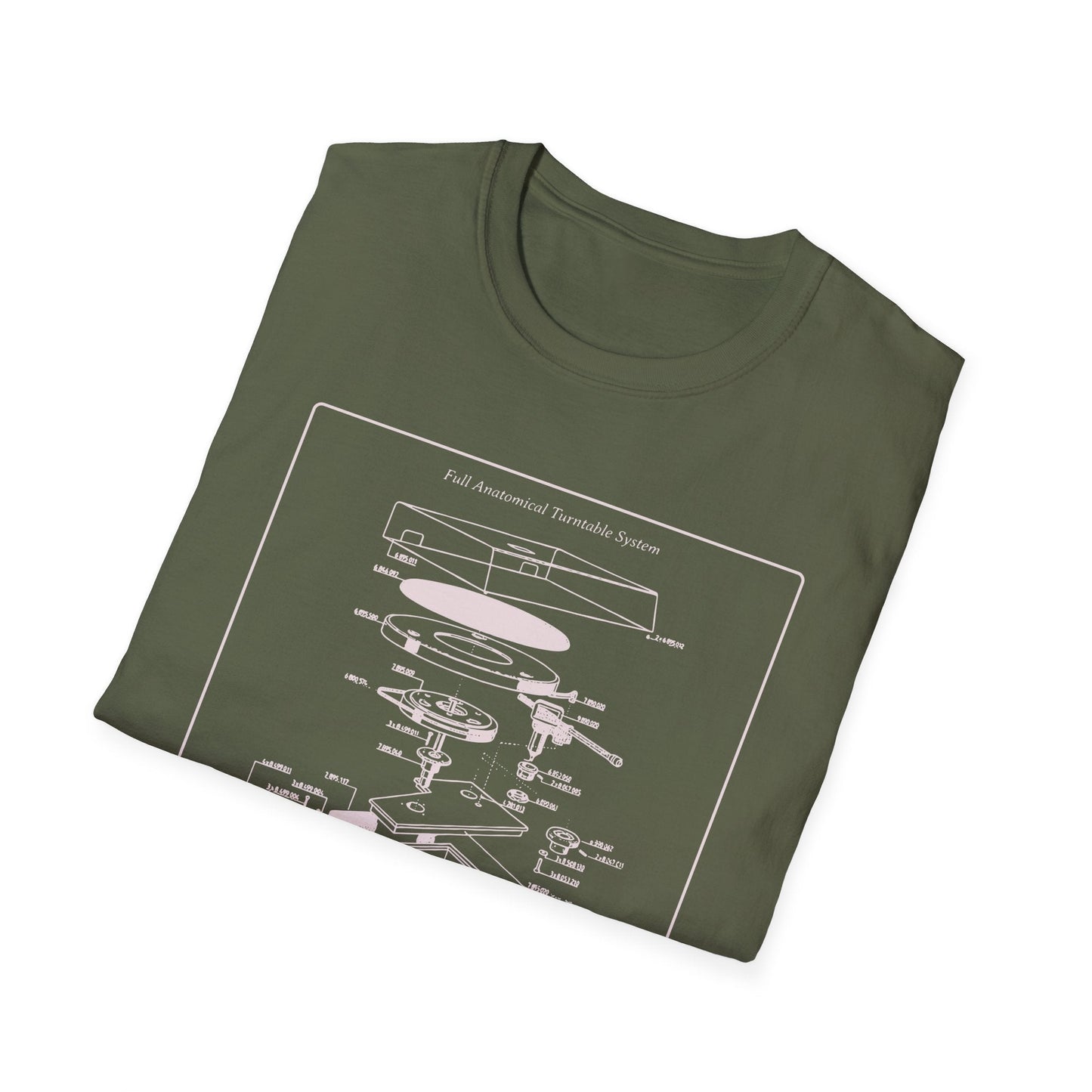 Record Player Blueprint T-Shirt Unisex Cotton Retro Vinyl Turntable Diagram Tee