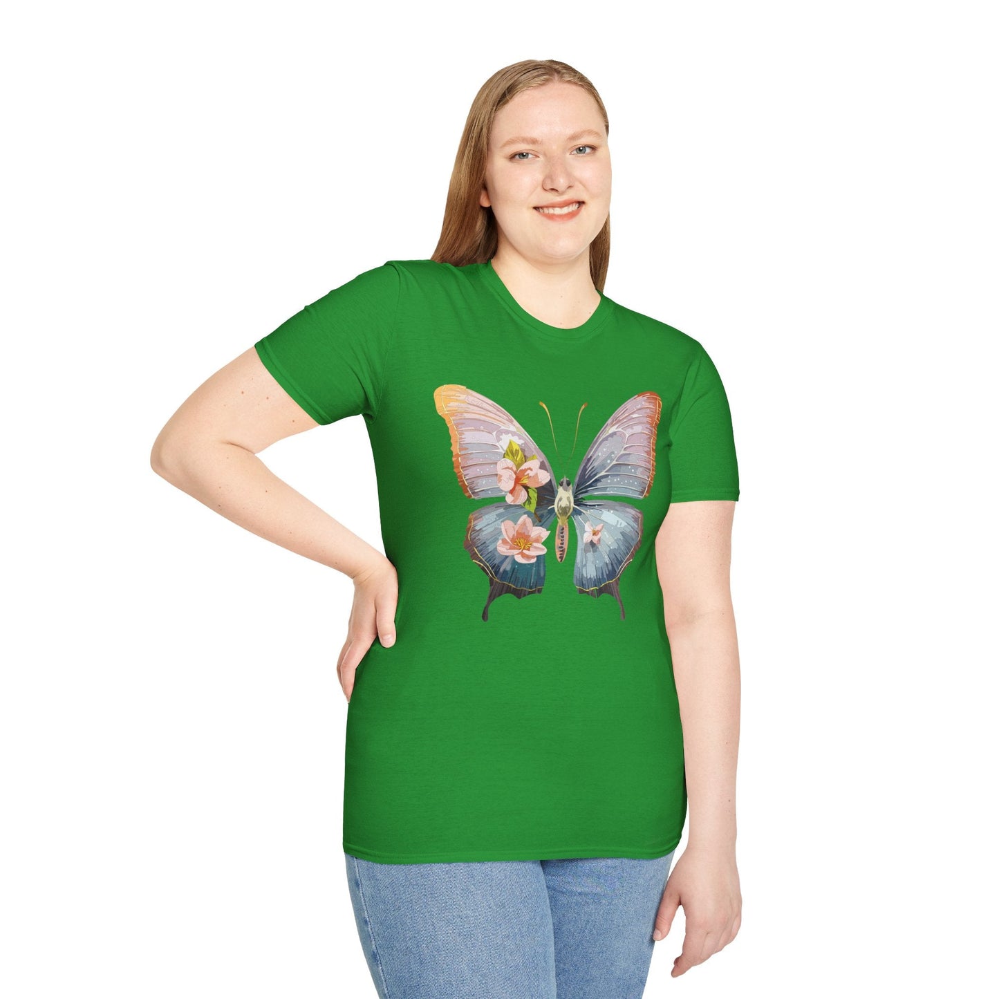 Butterfly Print T Shirt For Men Women Unisex Monarch Design Softstyle Cotton Tee