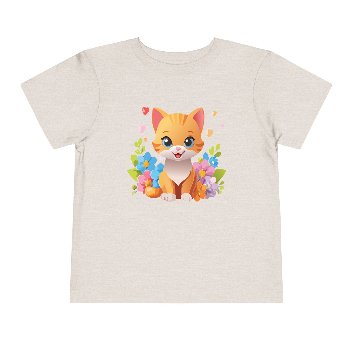 Bonita camiseta de manga corta para niños pequeños con gato: adorable camiseta con gráfico de gatito para niños (2 a 5 años)