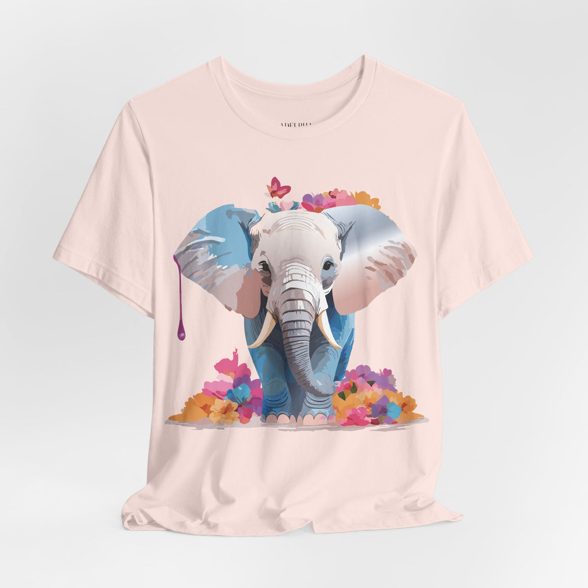 Elephant Graphic Unisex Cotton Bella+Canvas Tee with Art Animal Design e123