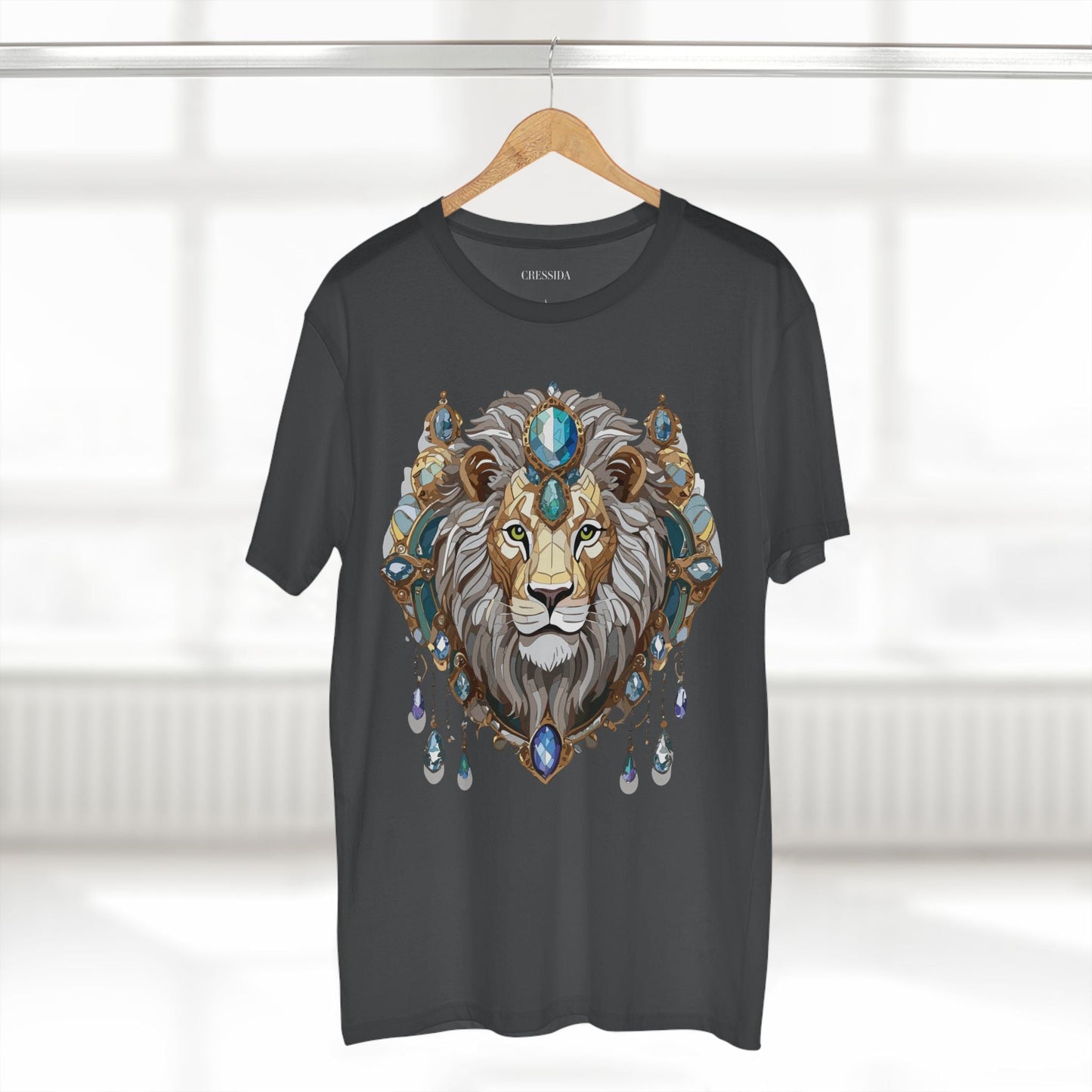 Lion Graphic Unisex 100 Cotton Tee With Unique Animal Golden Medallion Art Design 61