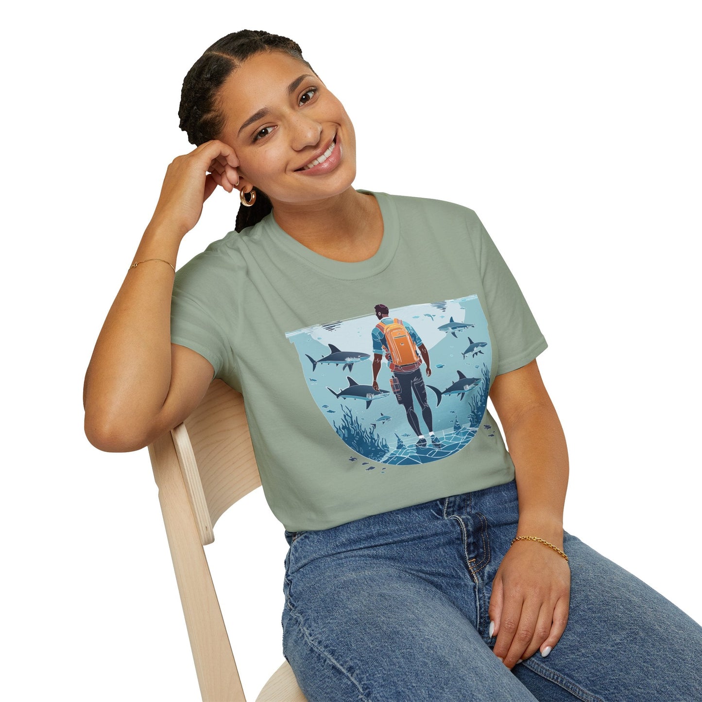Ocean Tee Shirt Unisex Softstyle T Shirt With Ocean Art Design U Boat Theme Graphic Artwork Edition