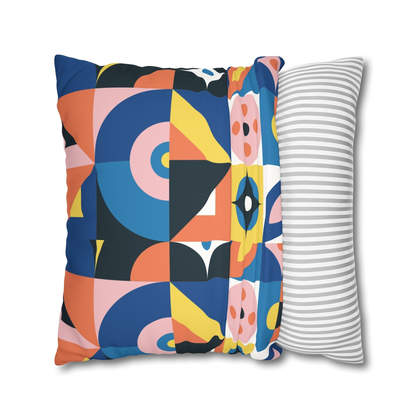 Faux Suede Pillowcase with Abstract print