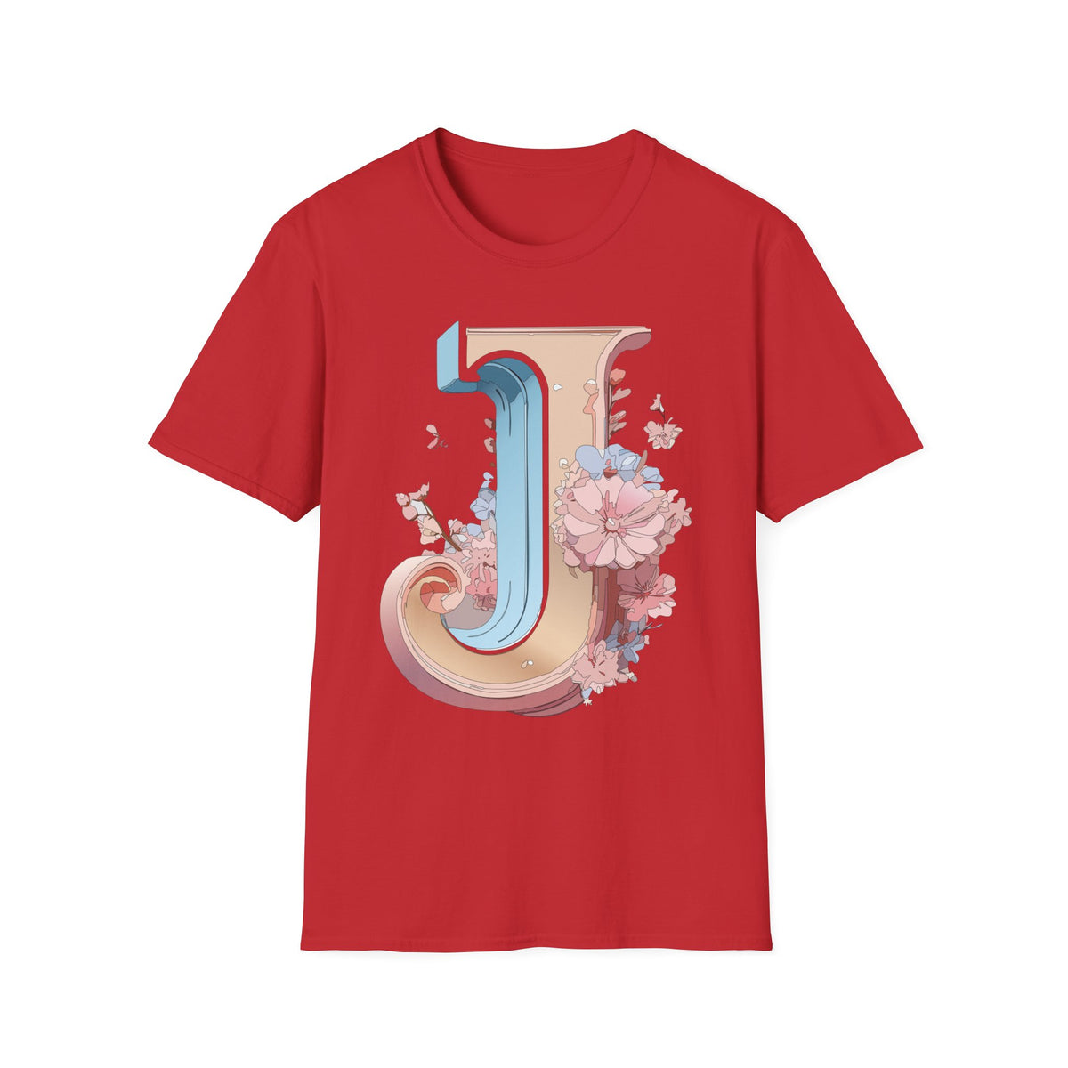 Floral Letter J T-Shirt | Botanical Monogram Tee